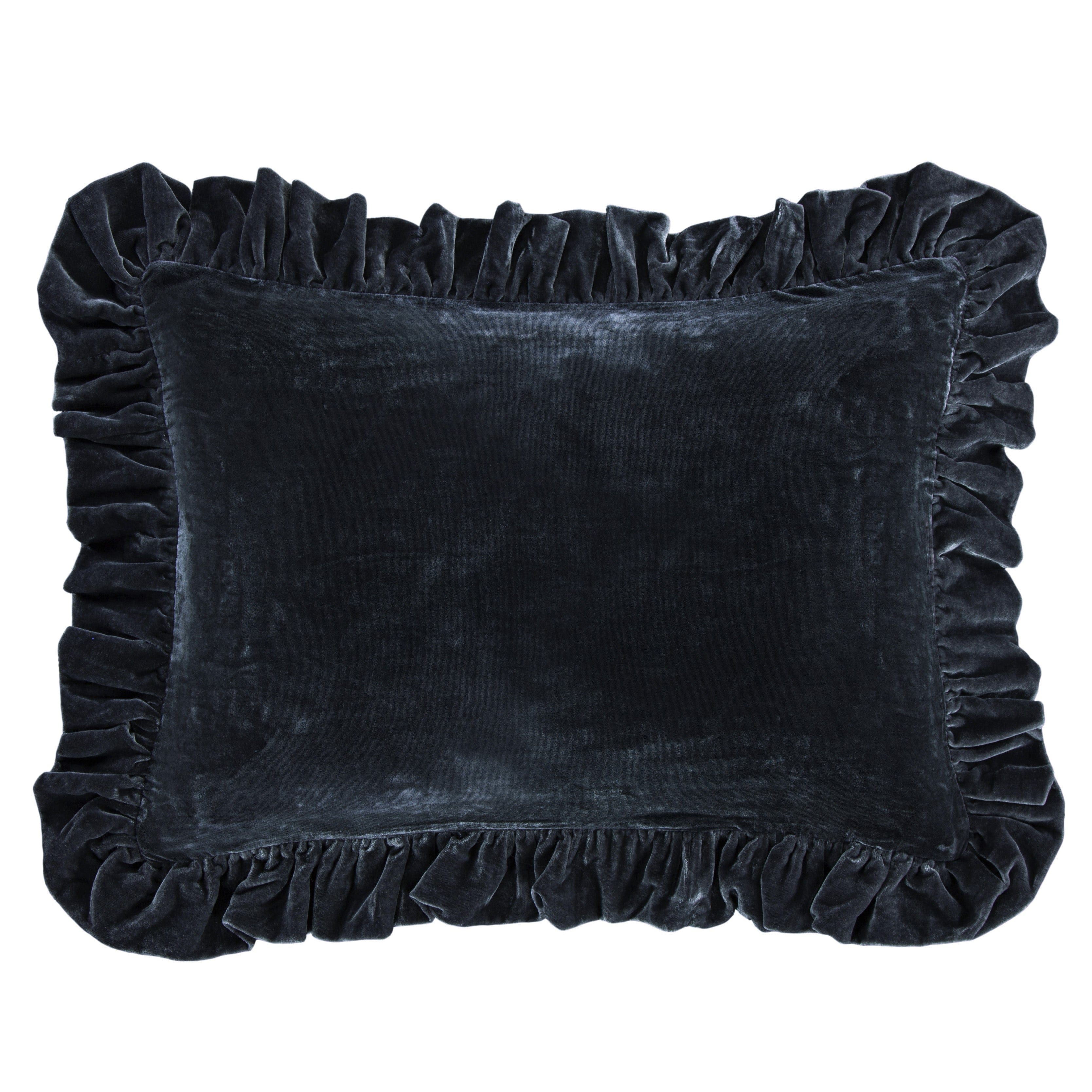 Stella Faux Silk Velvet Ruffled Dutch Euro Pillow
