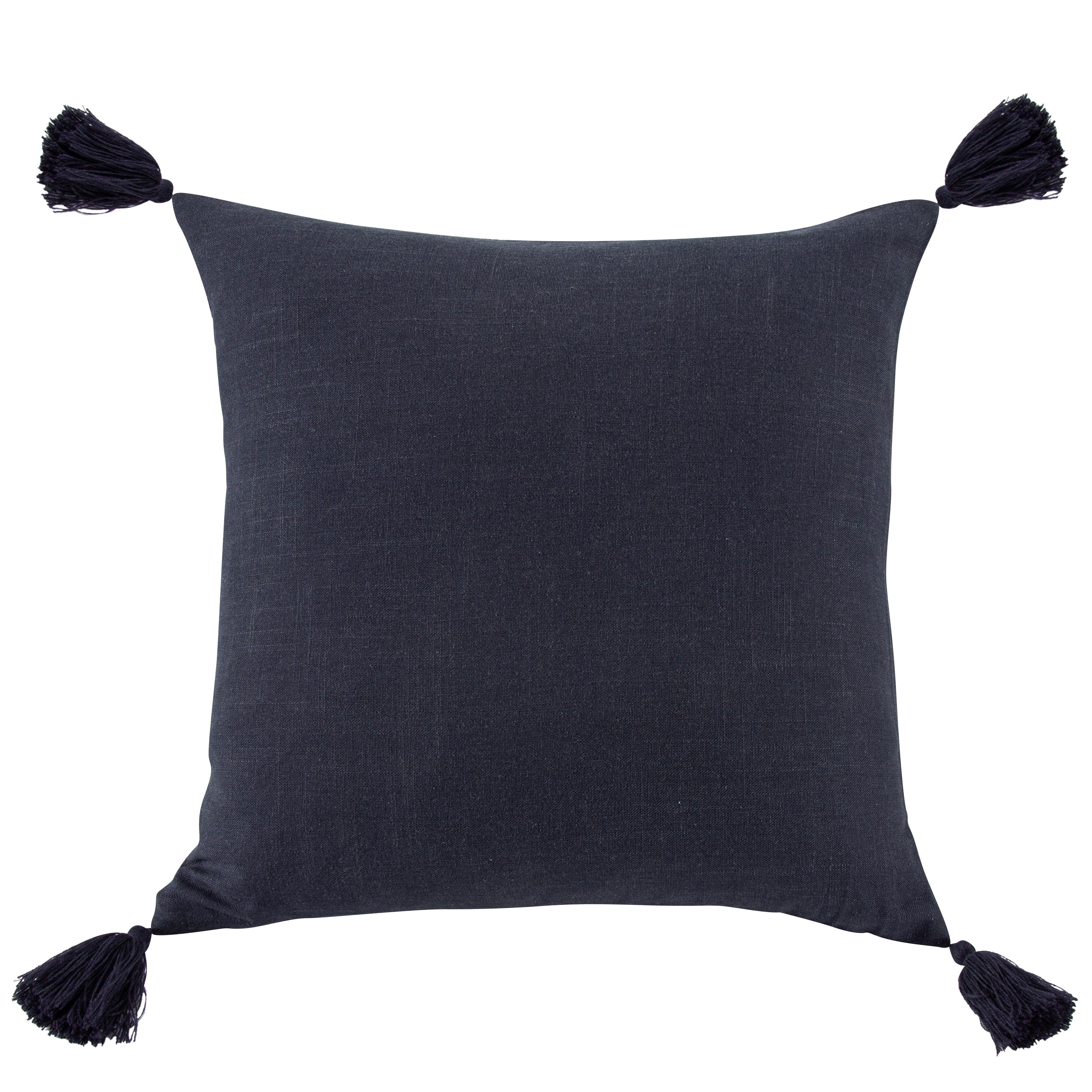 Square Washed Linen Tassel Pillow