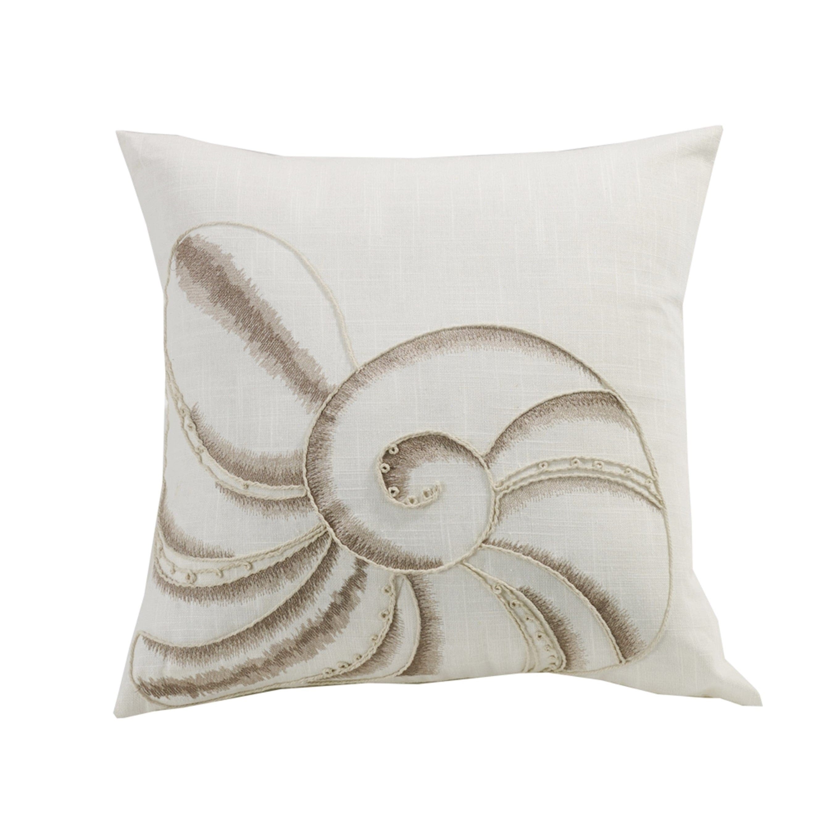 Newport Seashell Embroidery Throw Pillow