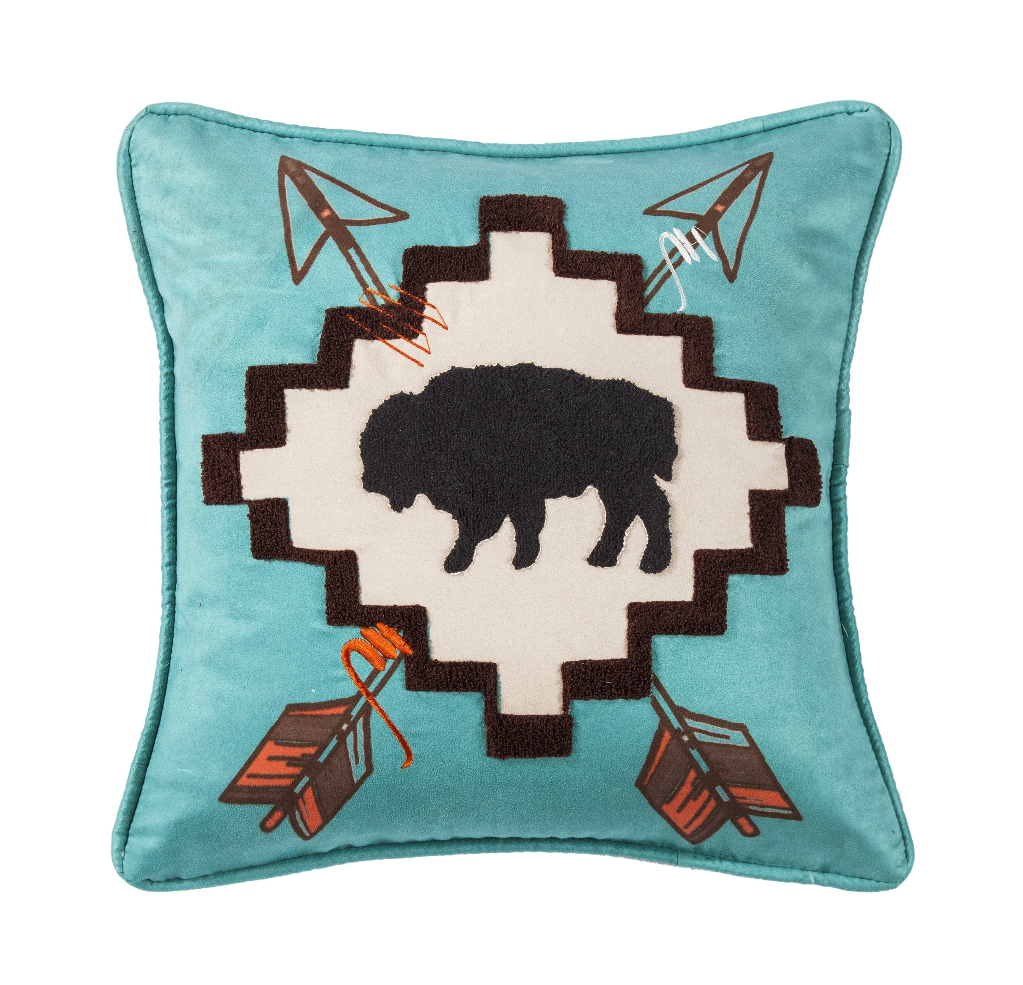 Serape Large Buffalo Throw Pillow w/ Embroidery Details