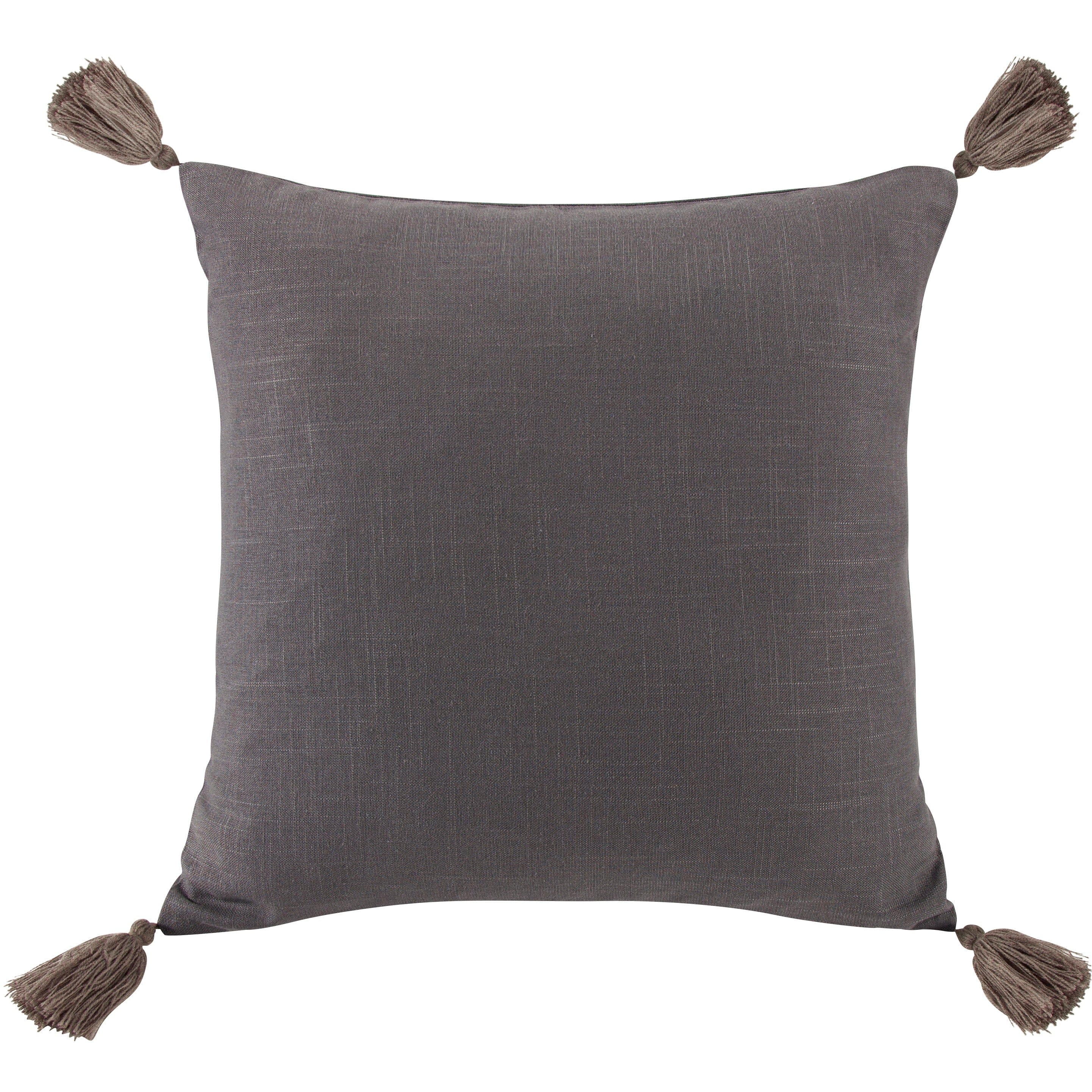 Square Washed Linen Tassel Pillow