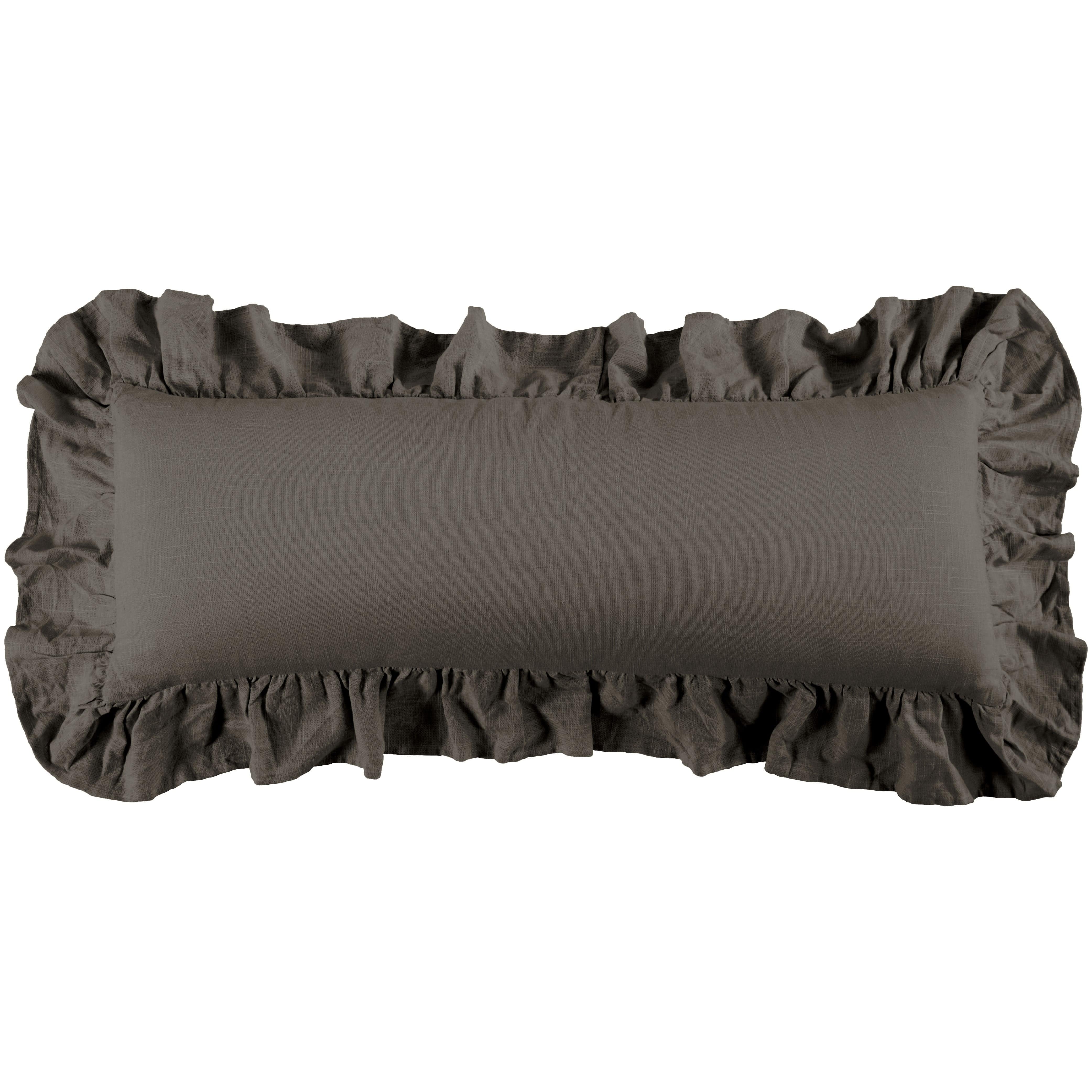 Washed Linen Ruffled Lumbar Pillow