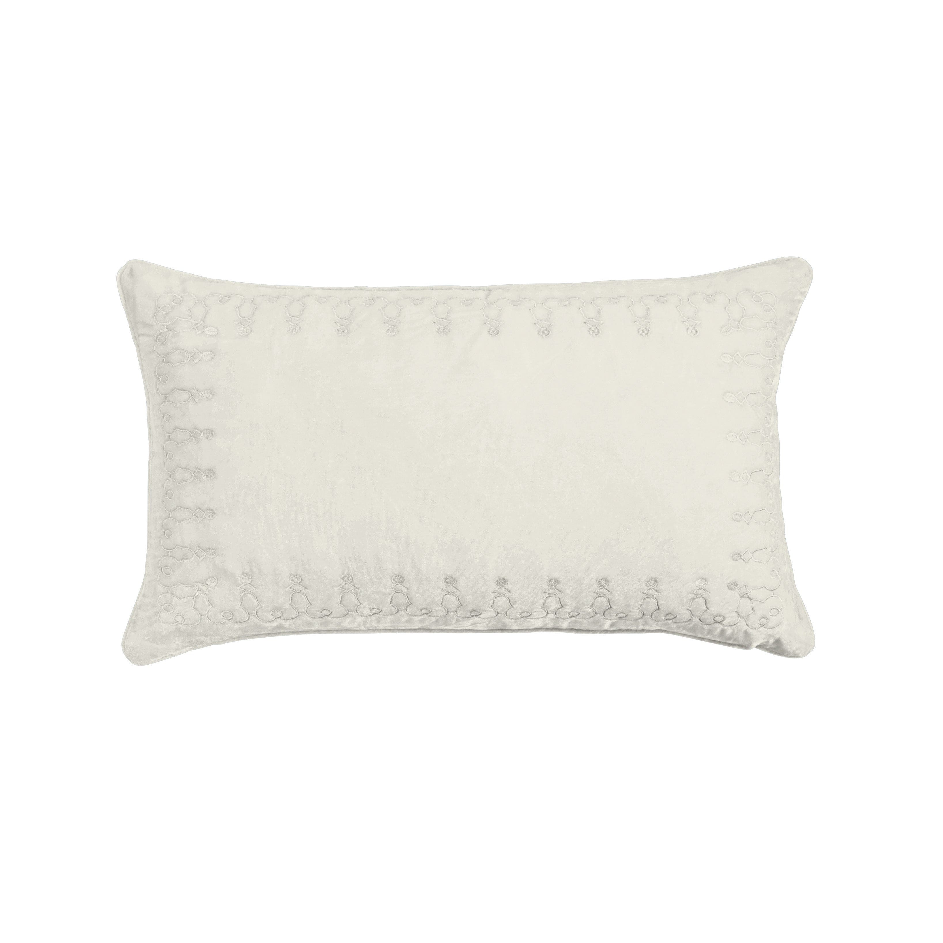 Stella Faux Silk Velvet Embroidered Lumbar Pillow