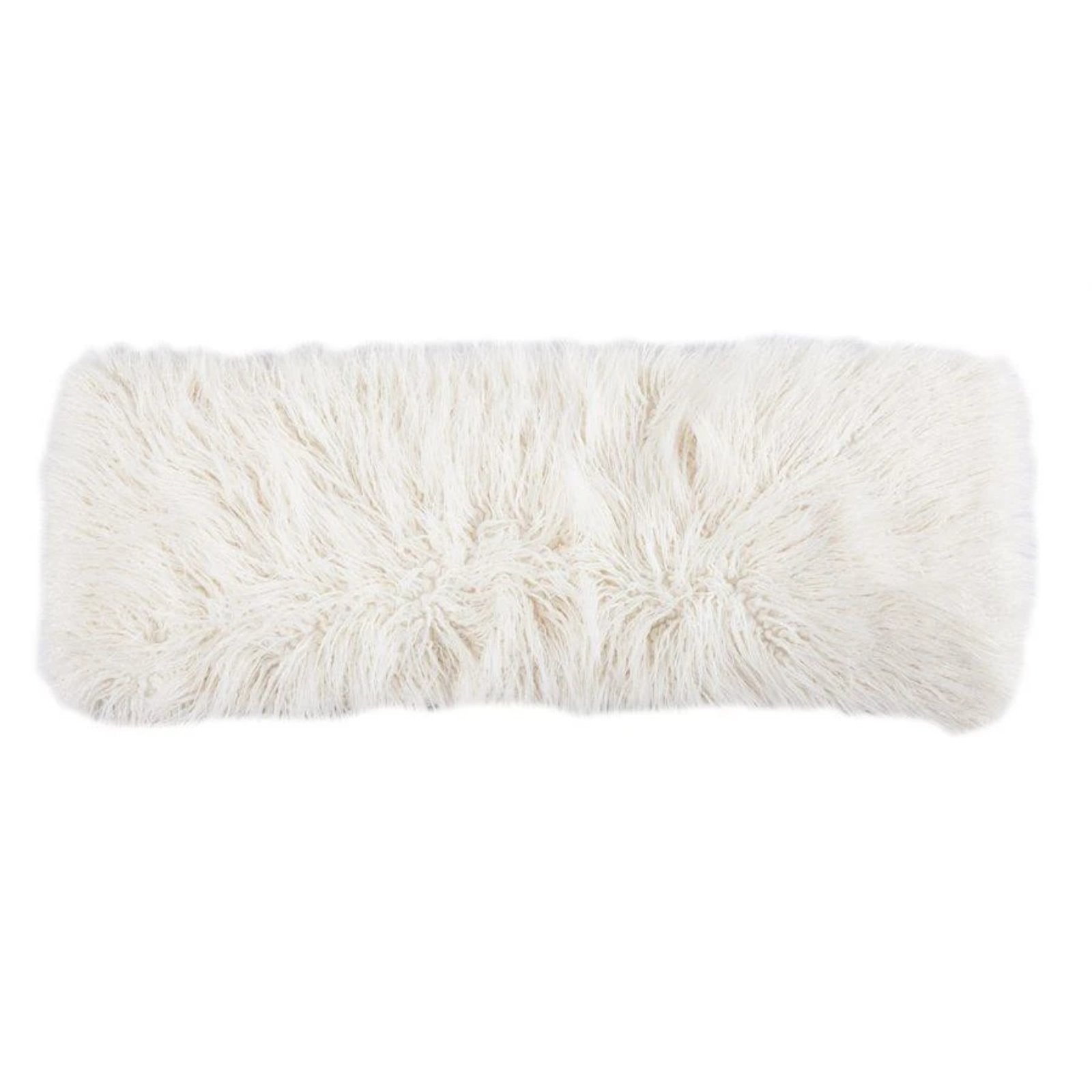 Mongolian Faux Fur Lumbar Pillow, White