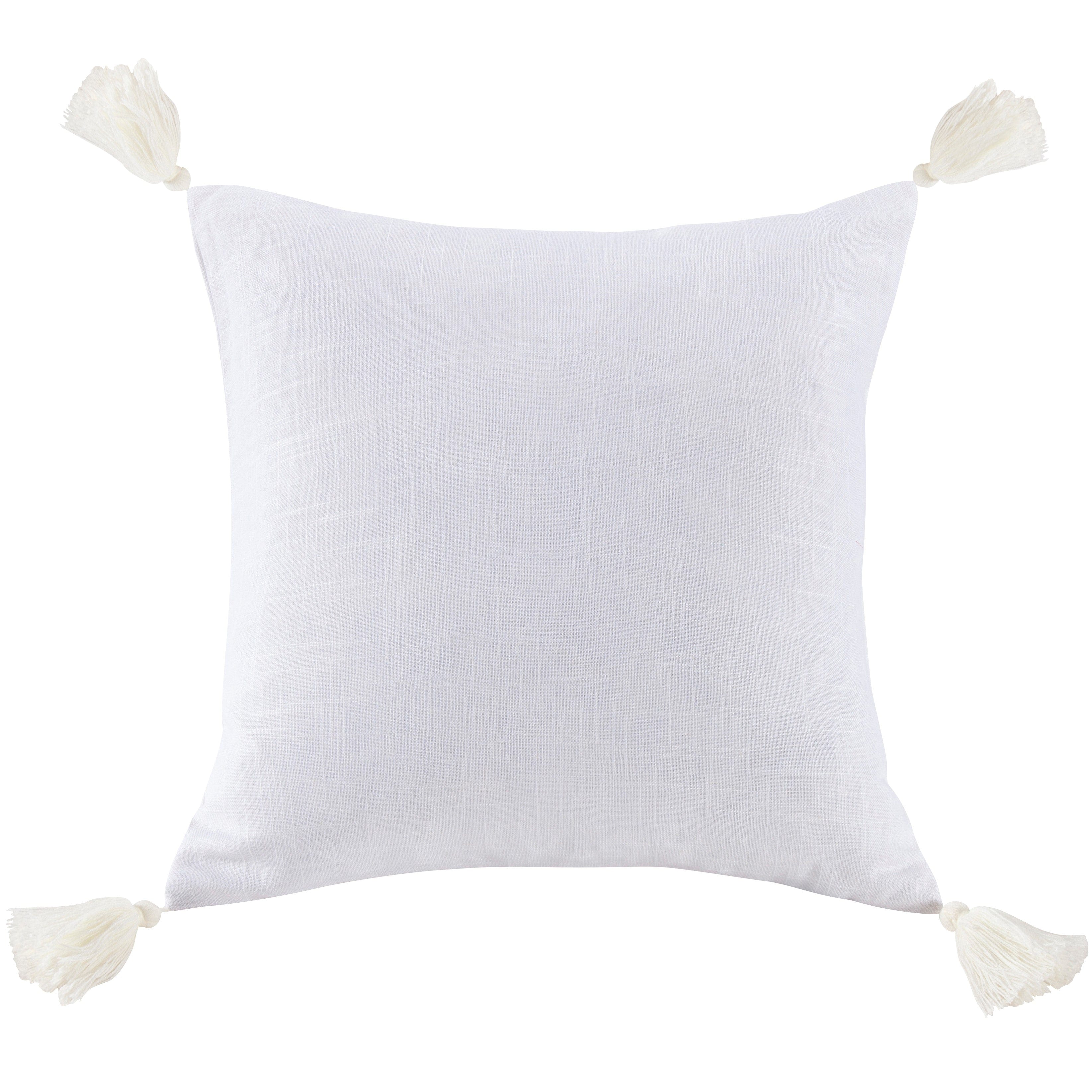 Square Washed Linen Tassel Pillow