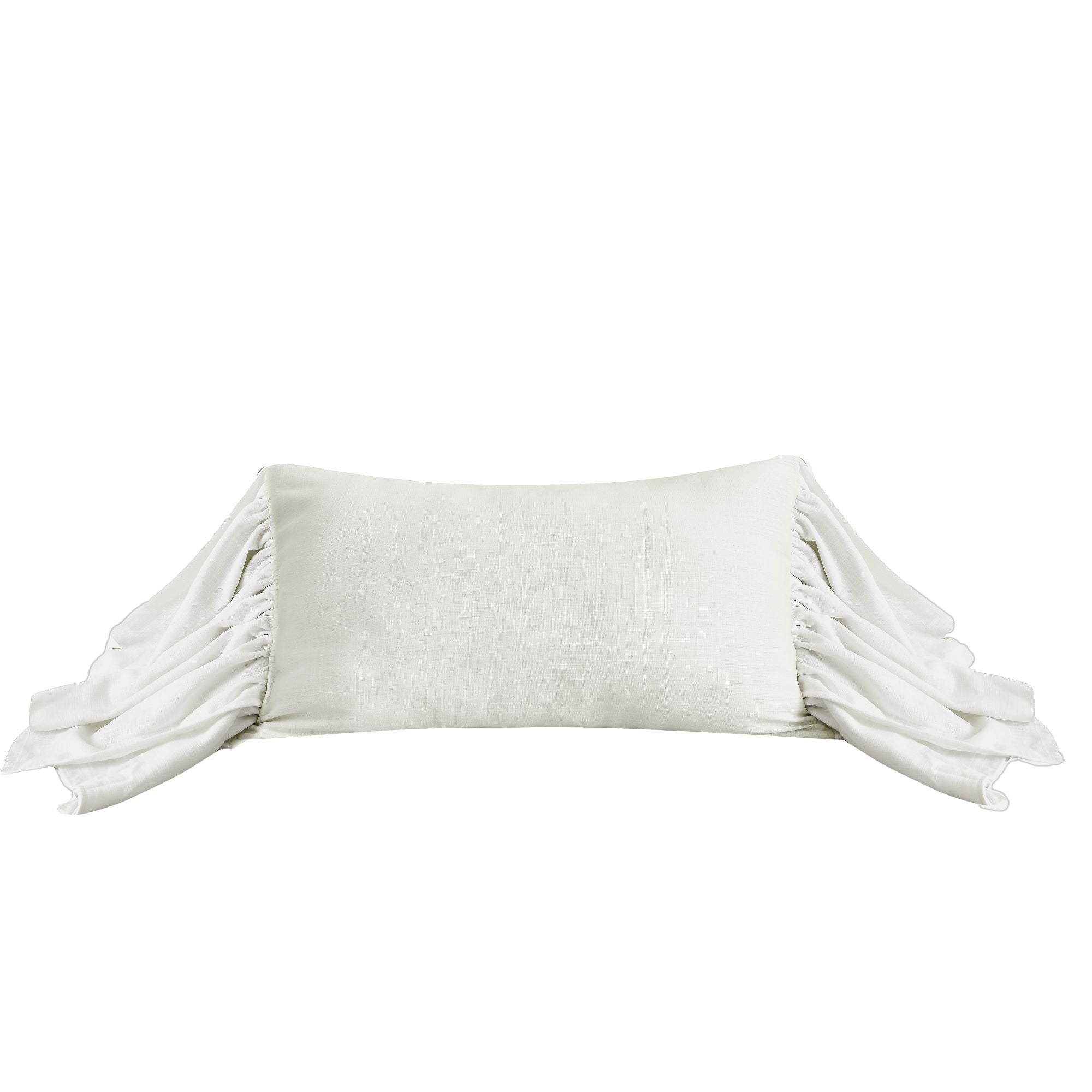 Washed Linen Long Ruffled Pillow