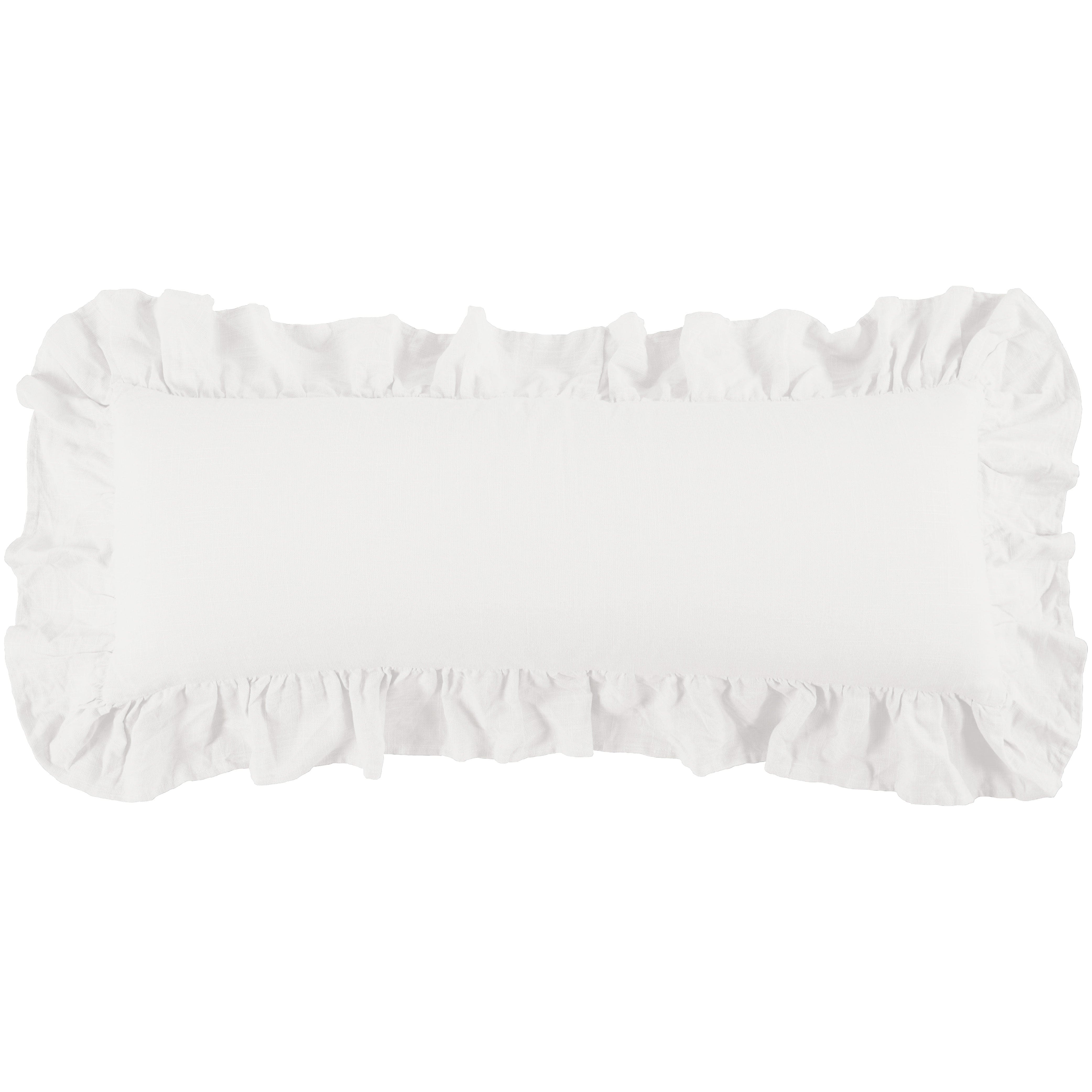 Washed Linen Ruffled Lumbar Pillow