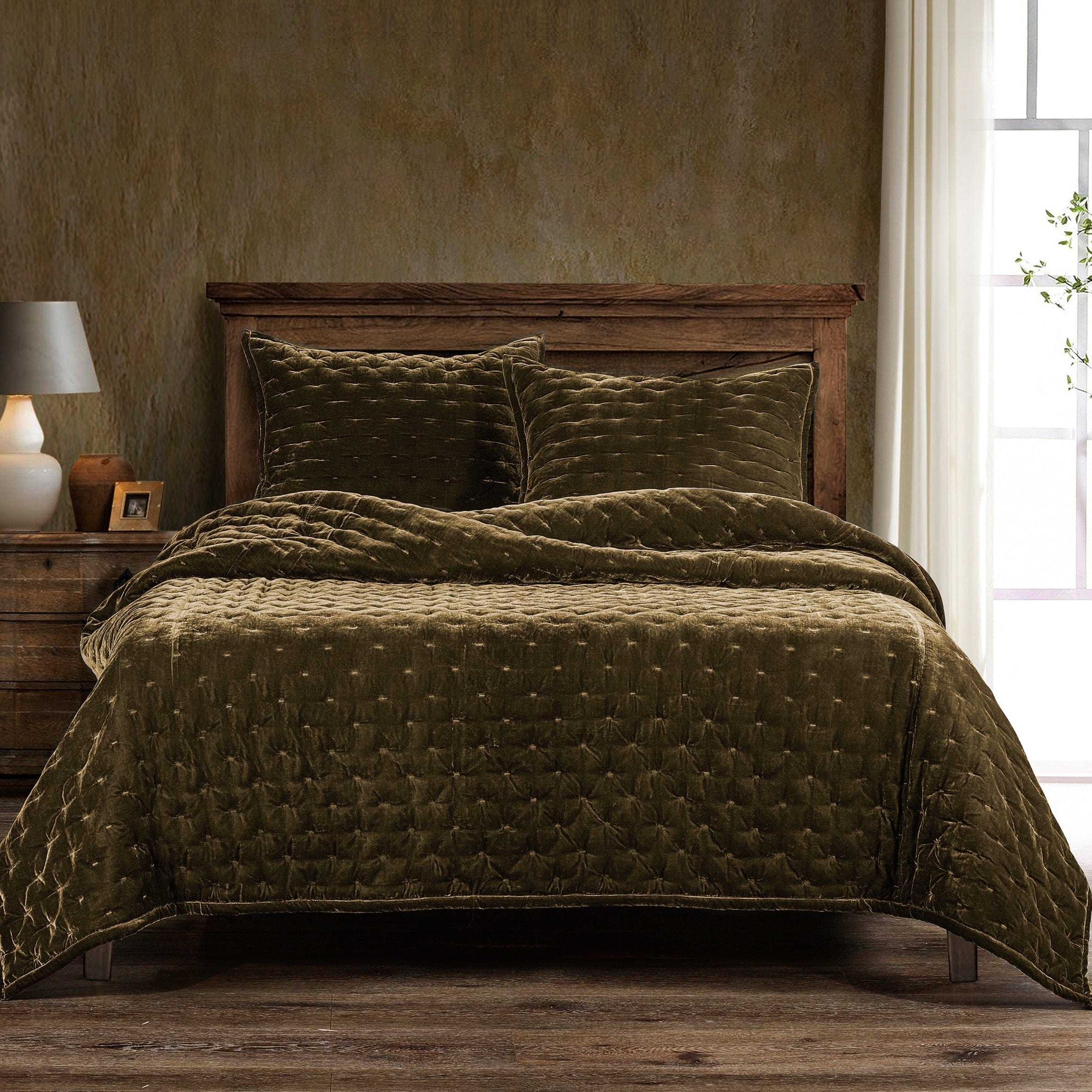 Stella Faux Silk Velvet Pintuck Quilt