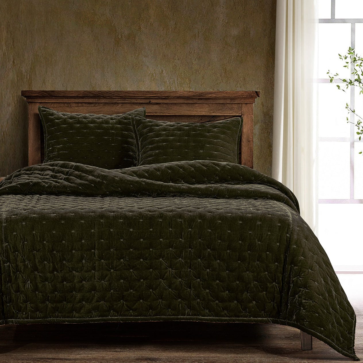 Stella Faux Silk Velvet Pintuck Quilt