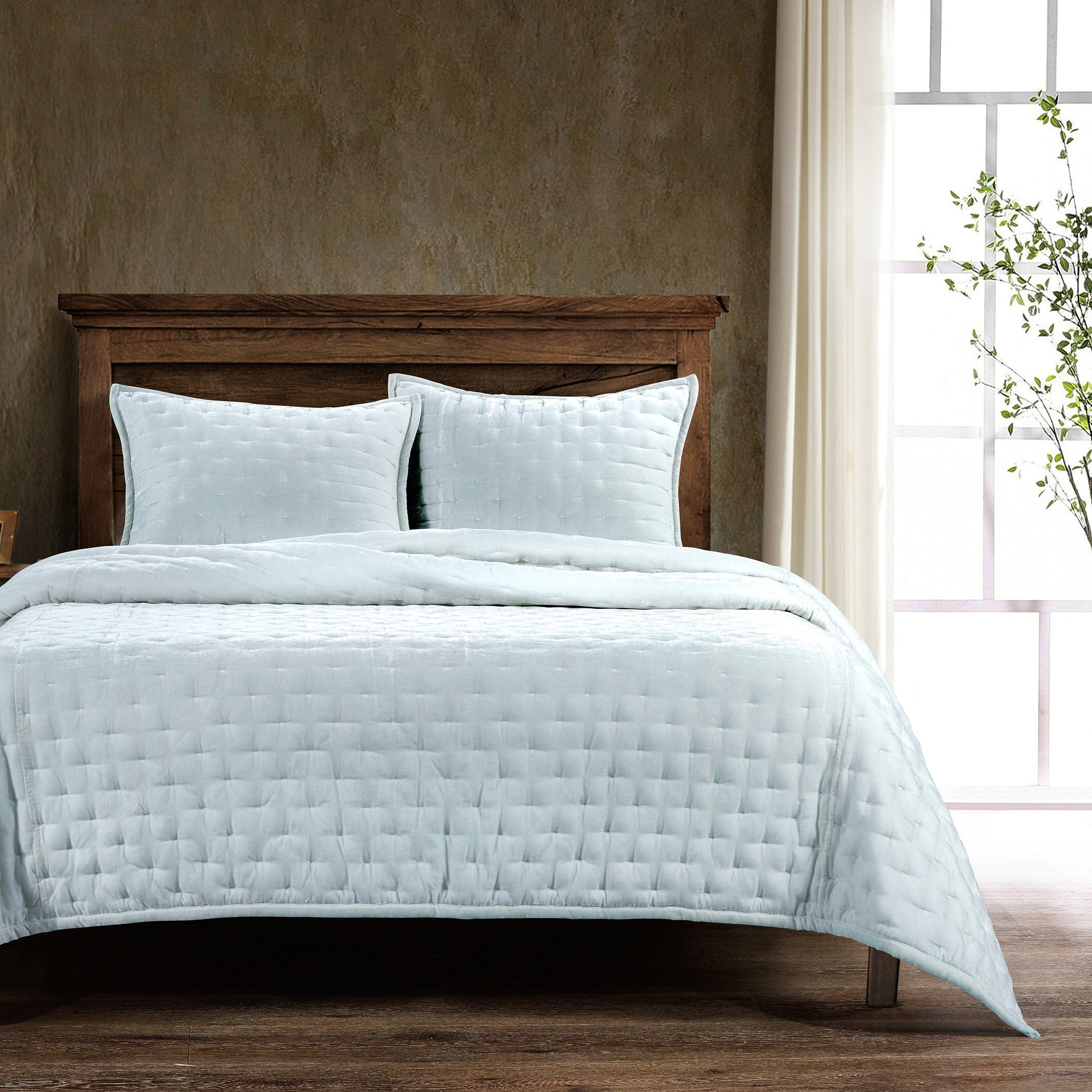 Stella Faux Silk Velvet Pintuck Quilt