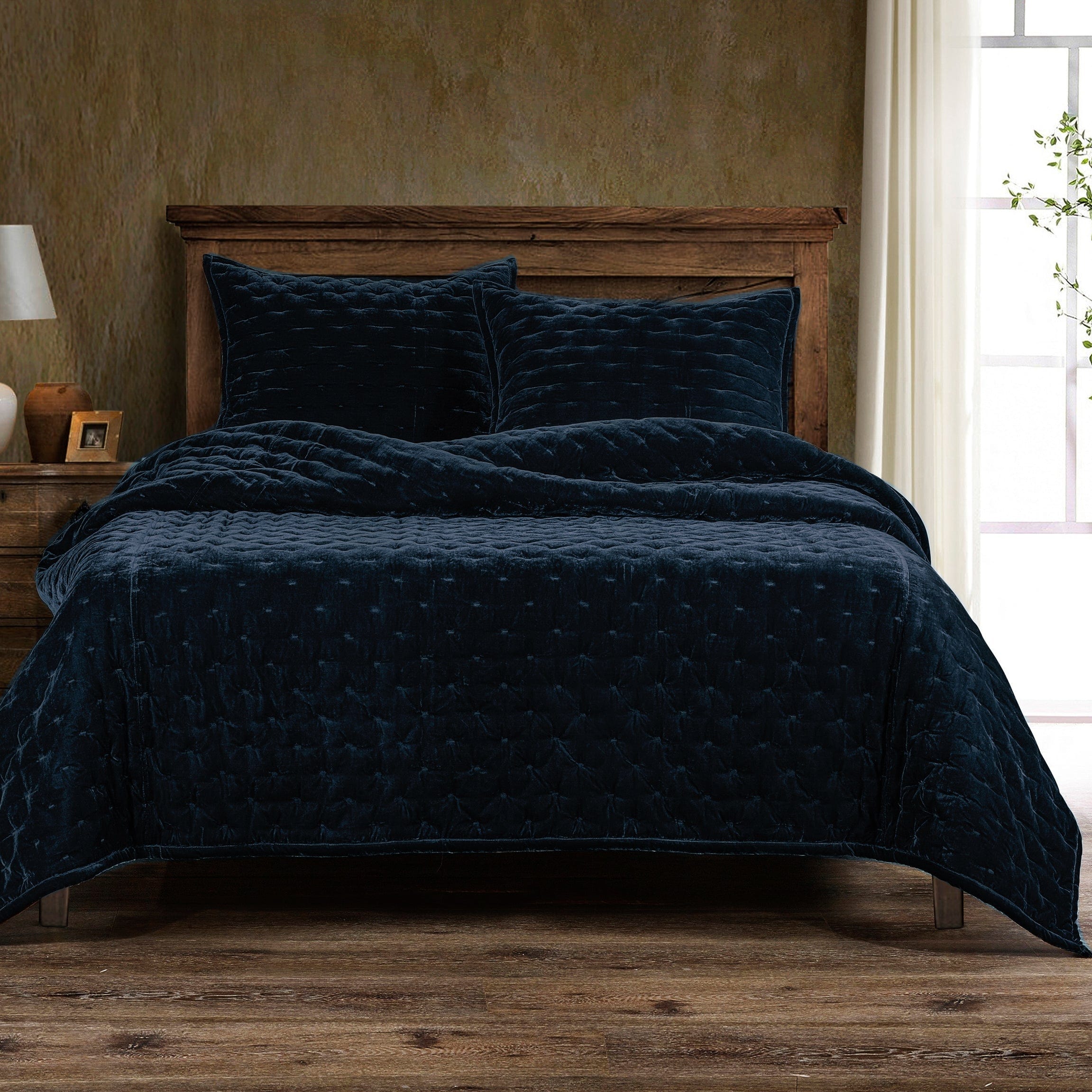 Stella Faux Silk Velvet Pintuck Quilt
