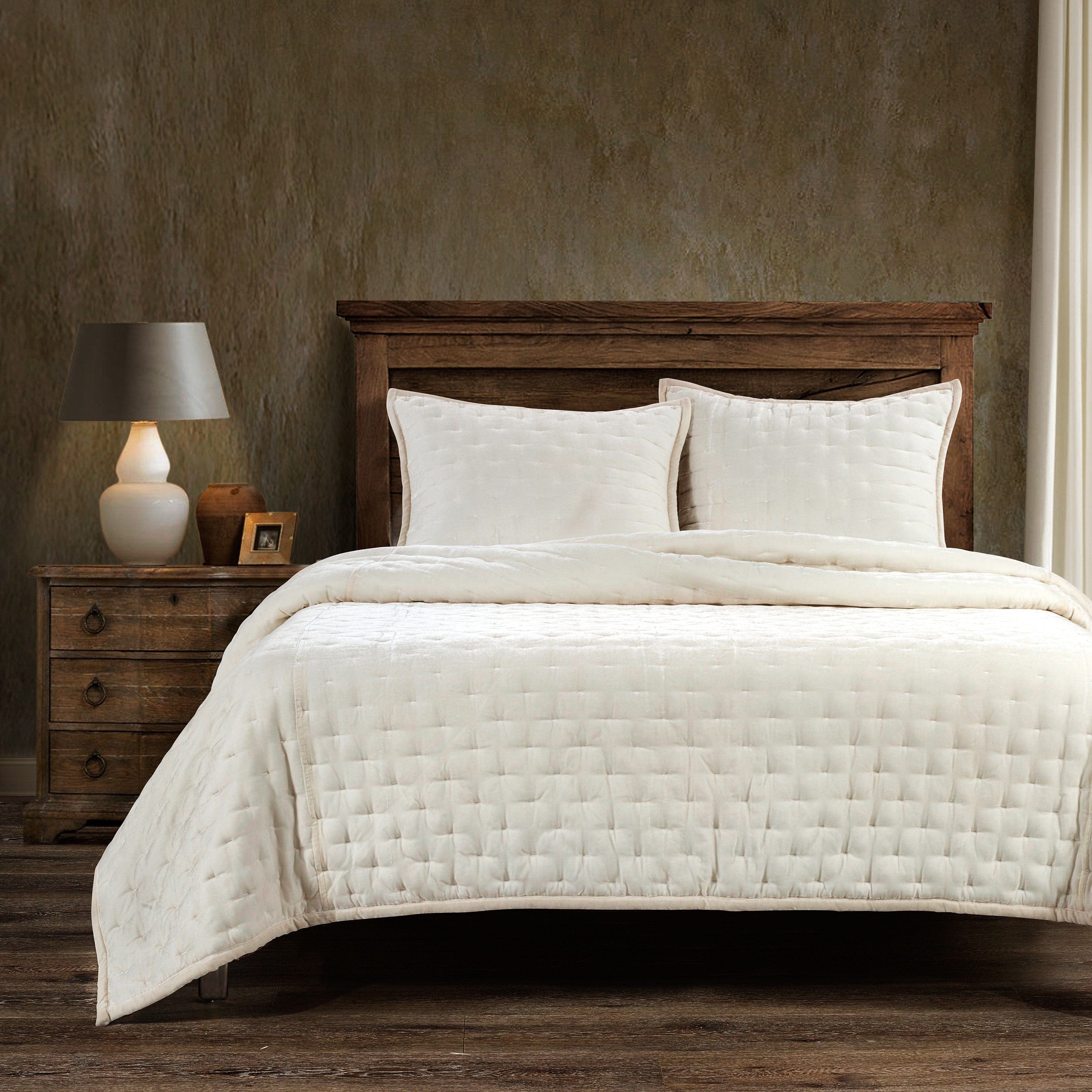 Stella Faux Silk Velvet Pintuck Quilt