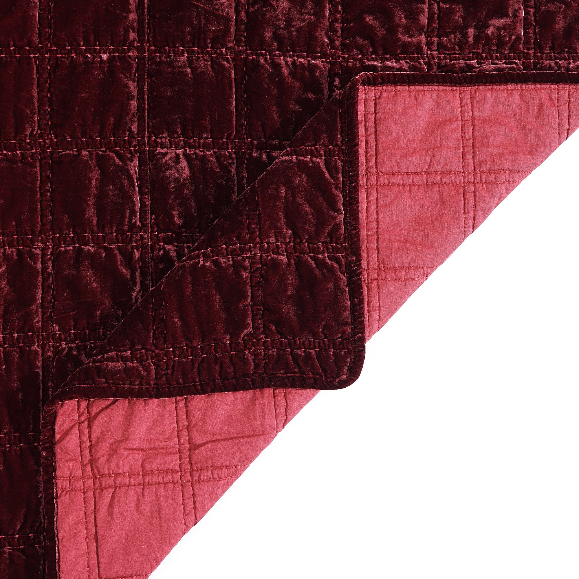 Stella Faux Silk Velvet Double Box Stitch Quilt Set