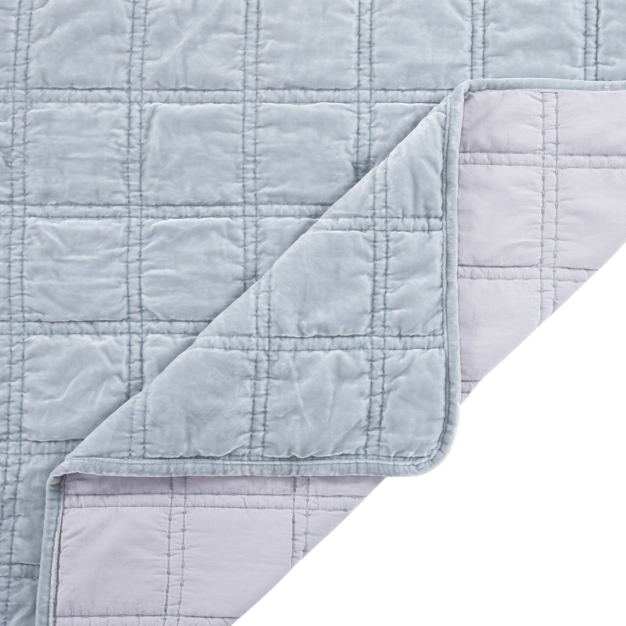 Stella Faux Silk Velvet Double Box Stitch Quilt Set