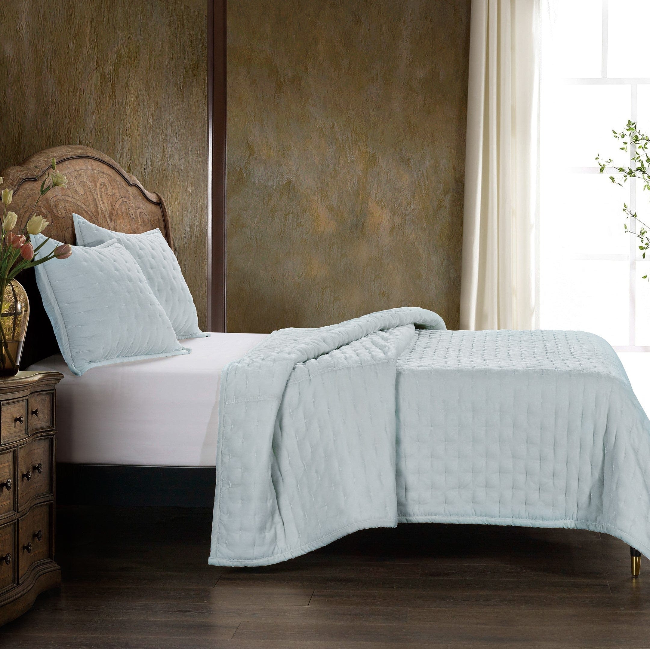 Stella Faux Silk Velvet Pintuck Quilt