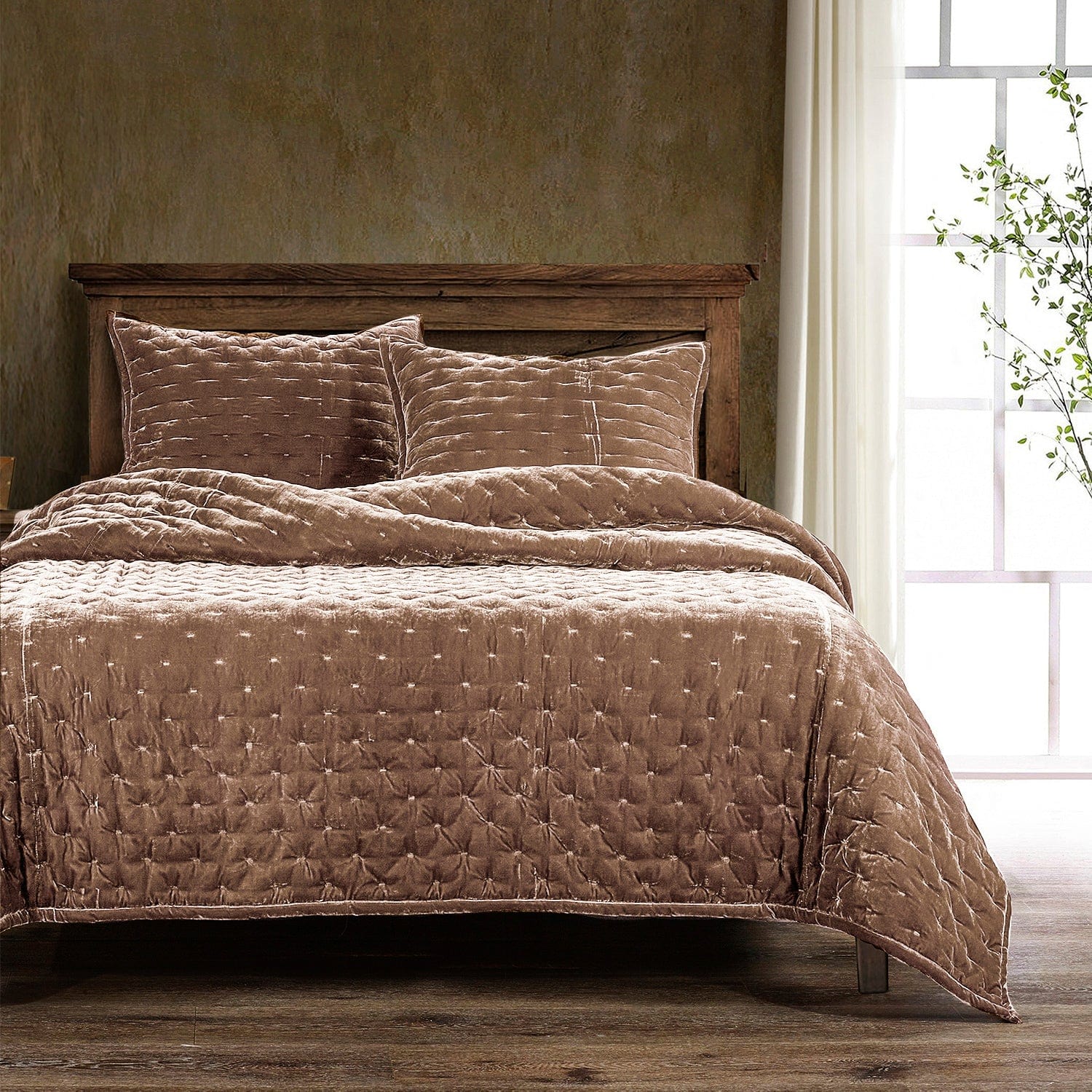 Stella Faux Silk Velvet Pintuck Quilt