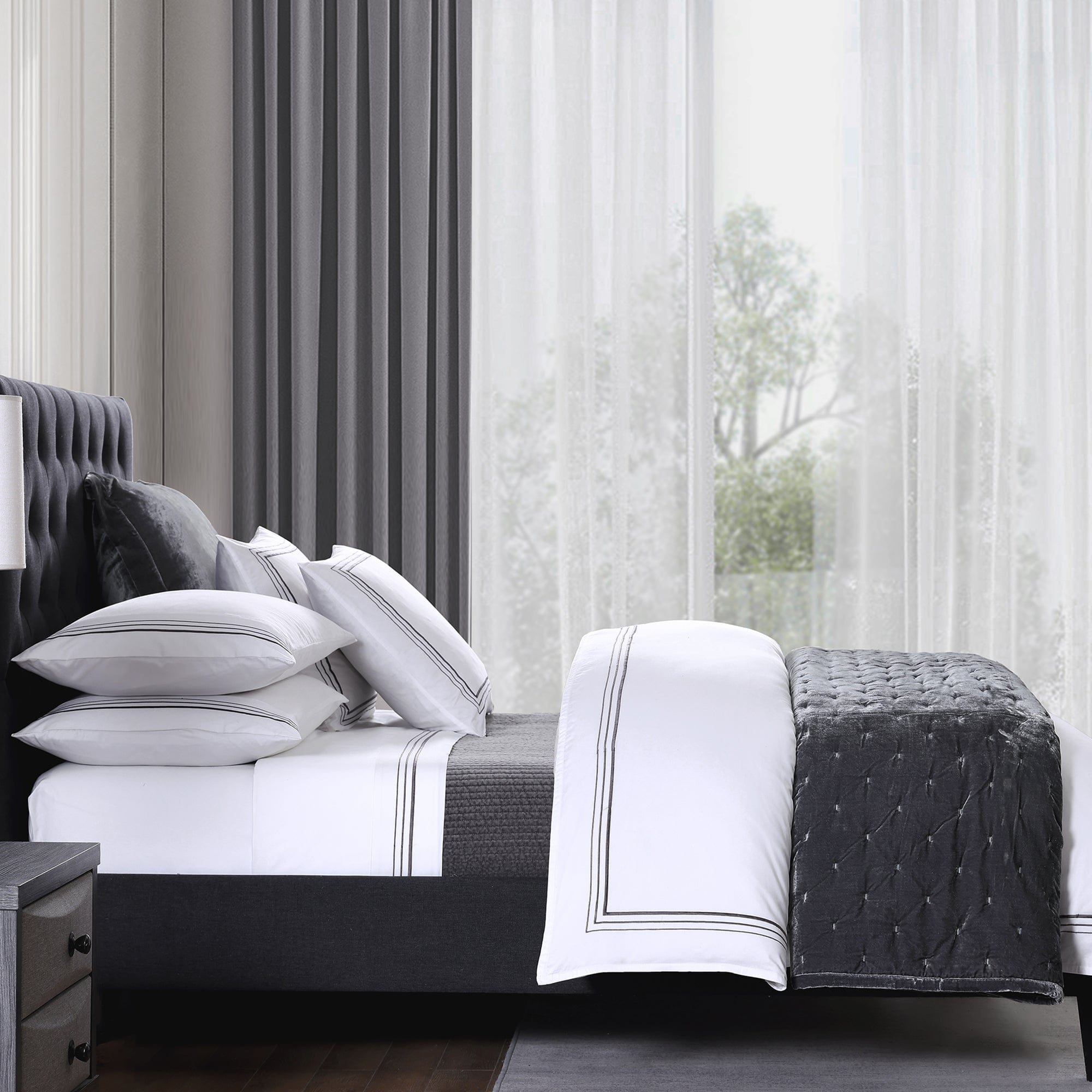Stella Faux Silk Velvet Pintuck Quilt