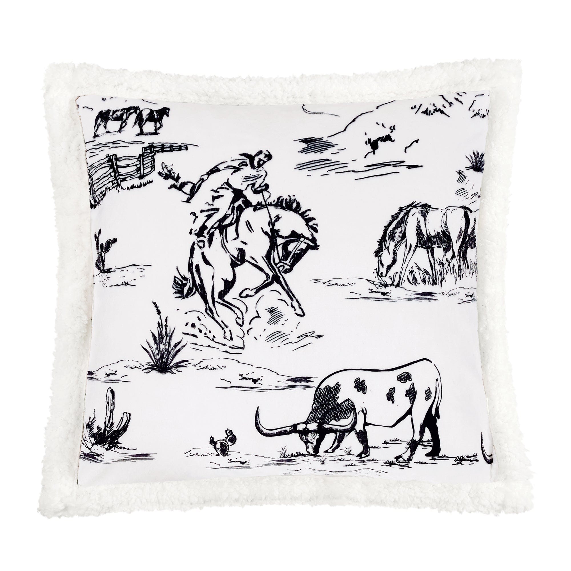 Ranch Life Western Toile Campfire Sherpa Throw