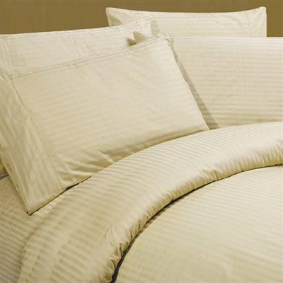 Sateen Stripe Sheet Set, Beige
