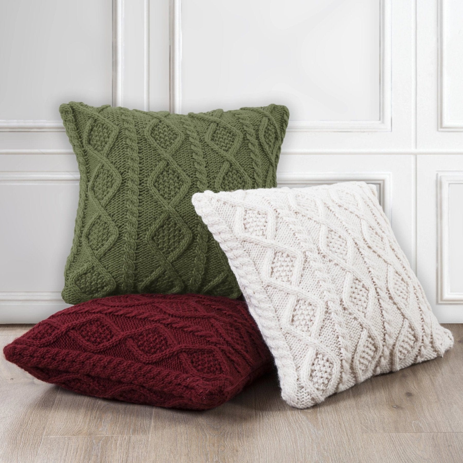 Cable Knit Soft Diamond Euro Sham, Sage Green