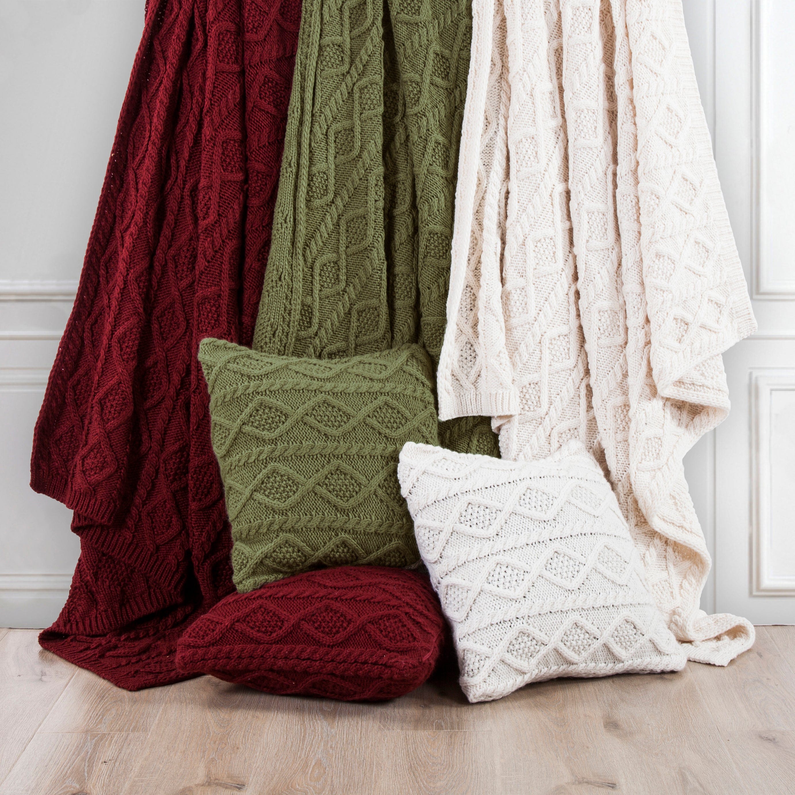 Cable Knit Soft Diamond Euro Sham, Sage Green