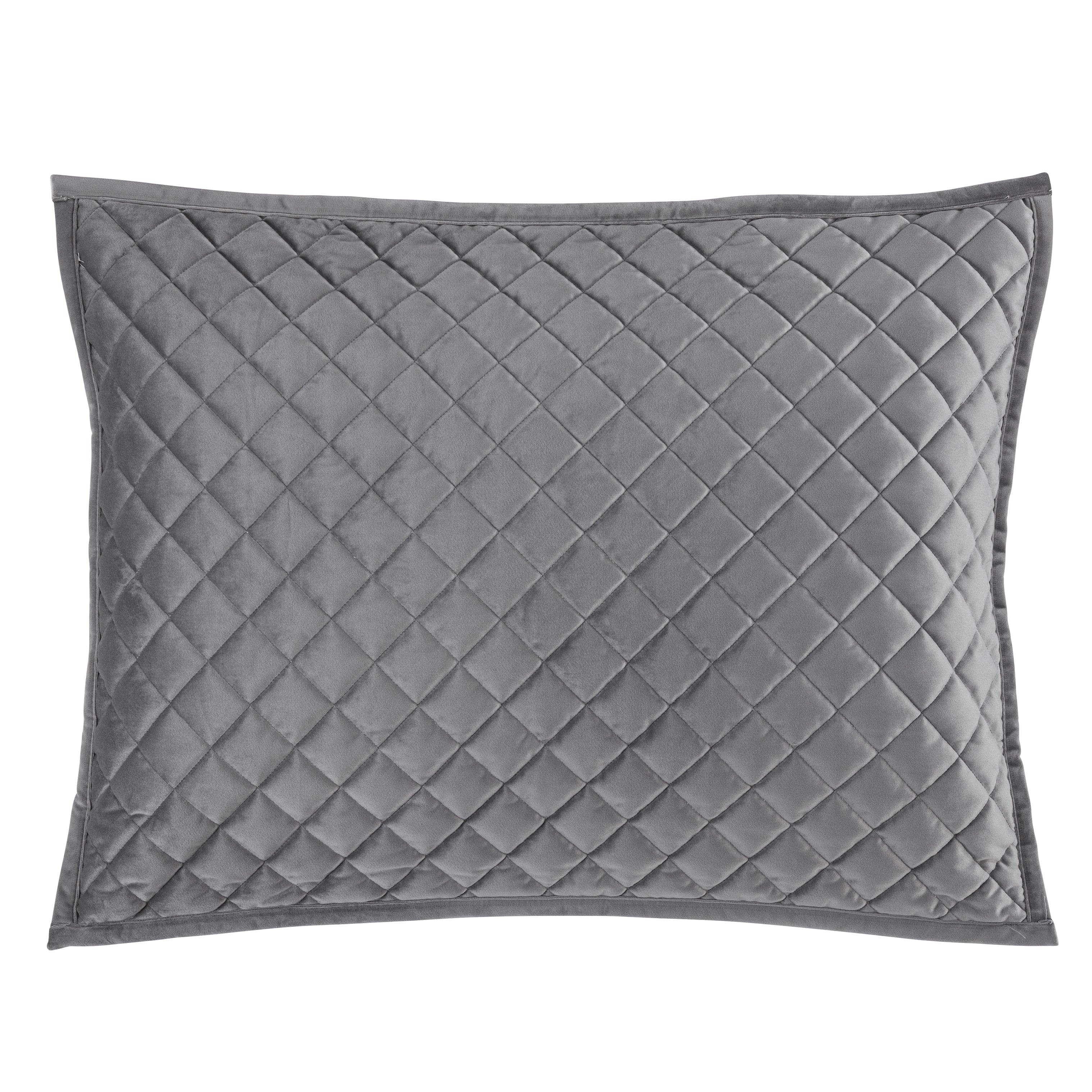 Velvet Quilted Pillow Sham Set, King