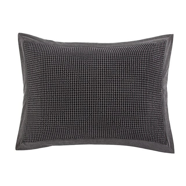 Stonewashed Cotton Waffle Weave Pillow Sham Set, King