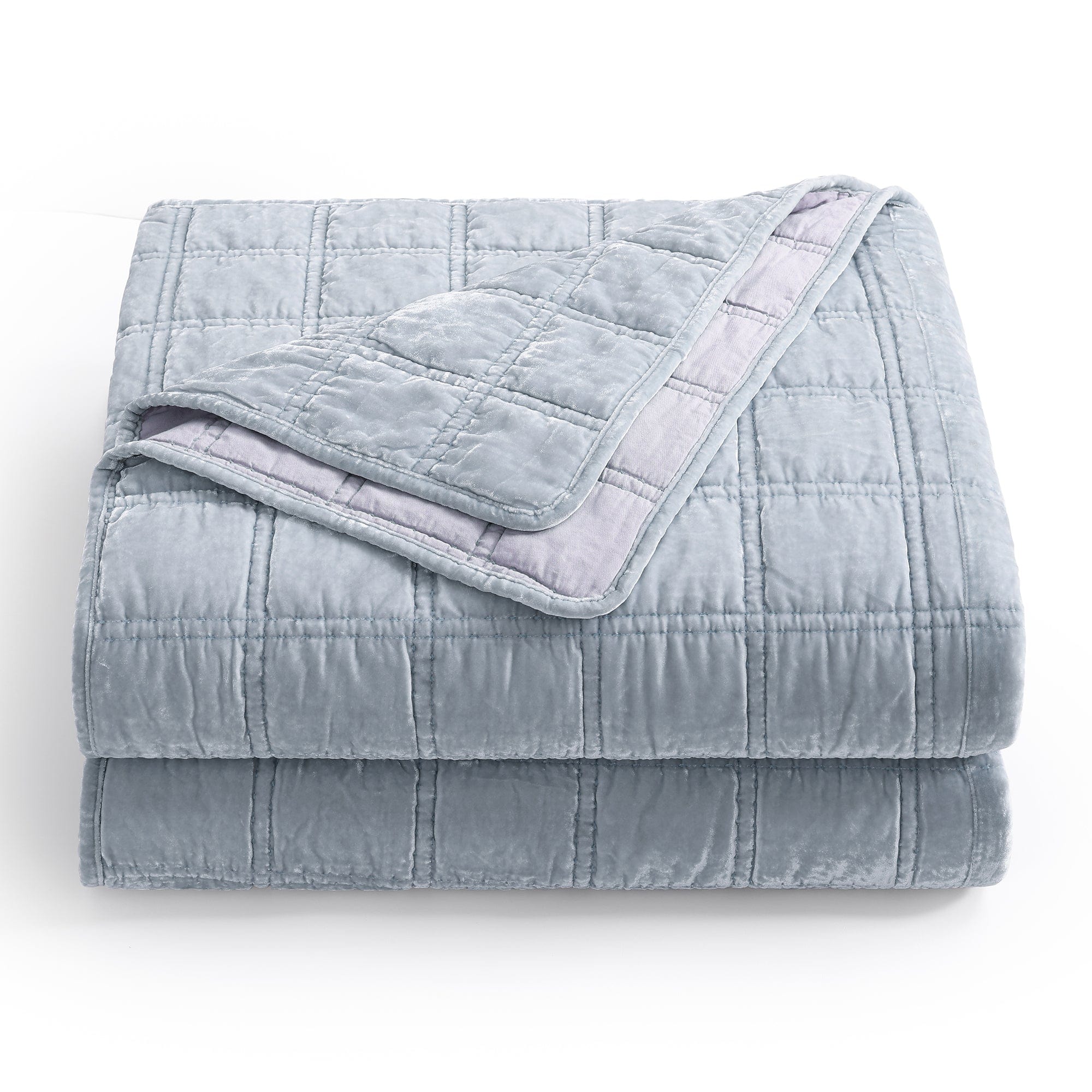 Stella Faux Silk Velvet Double Box Stitch Quilt Set