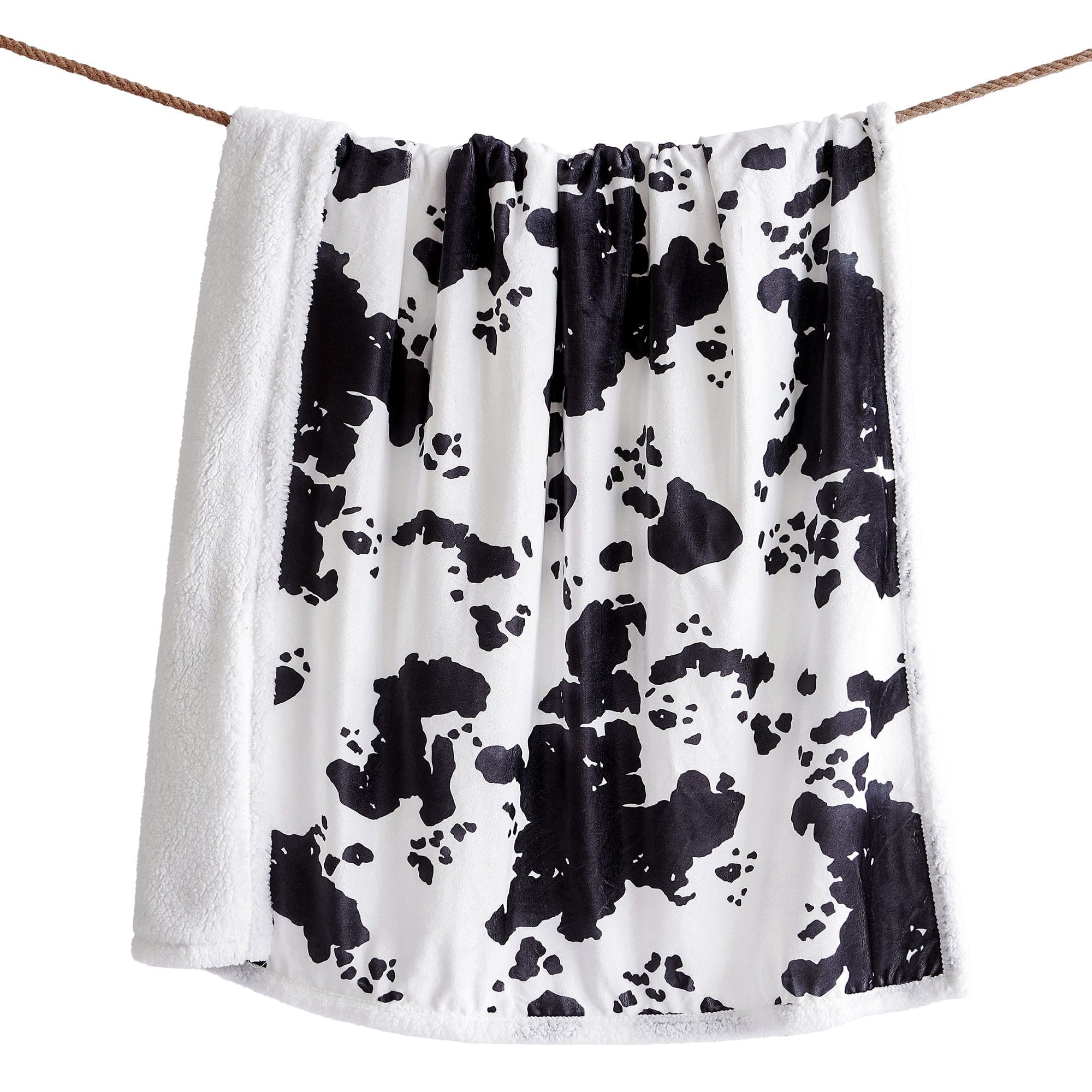 Elsa Cowhide Campfire Sherpa Throw