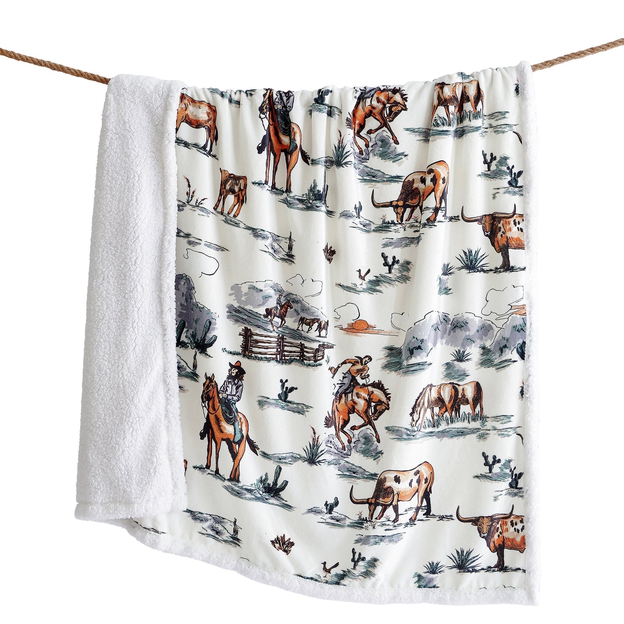 Ranch Life Western Toile Campfire Sherpa Throw
