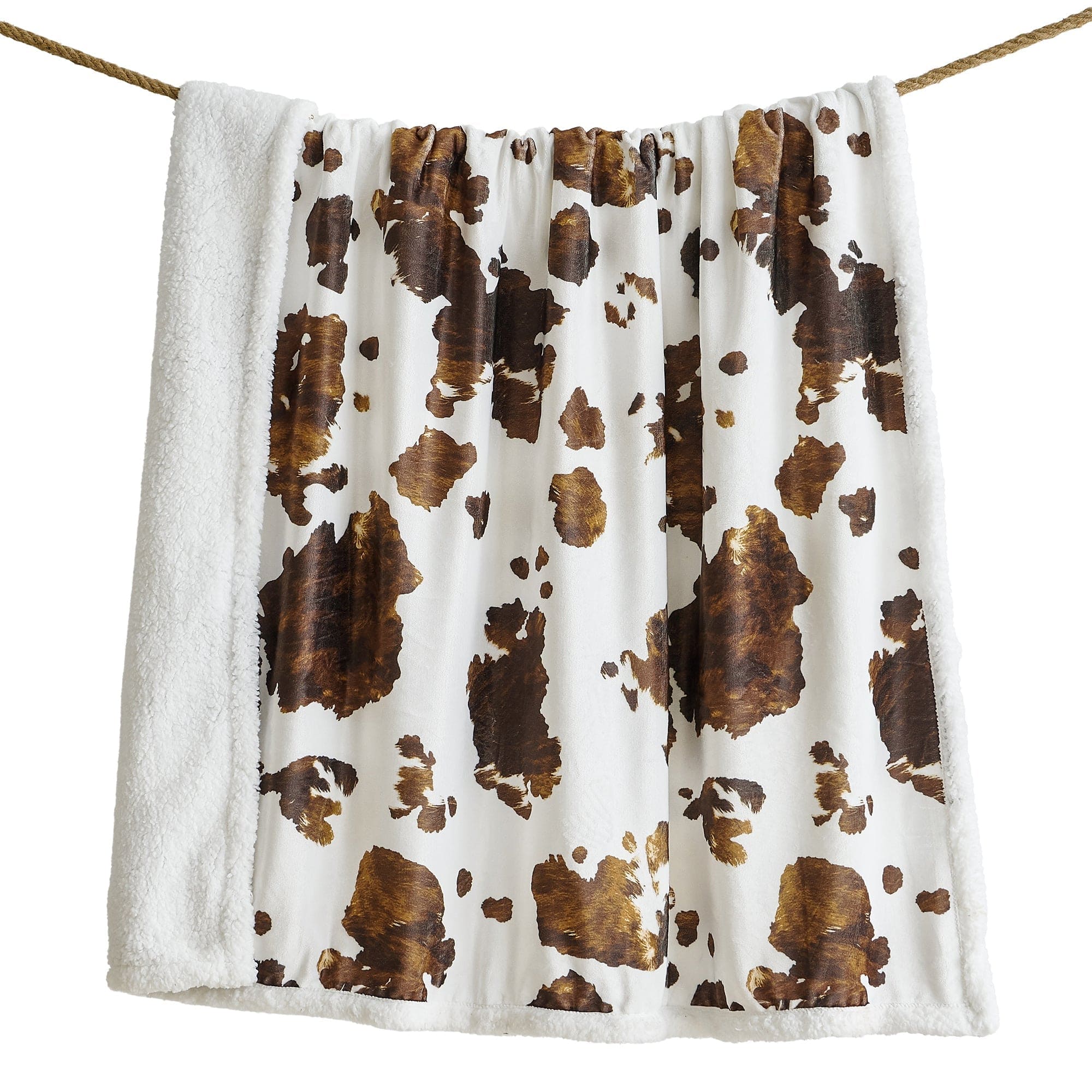 Elsa Cowhide Campfire Sherpa Throw