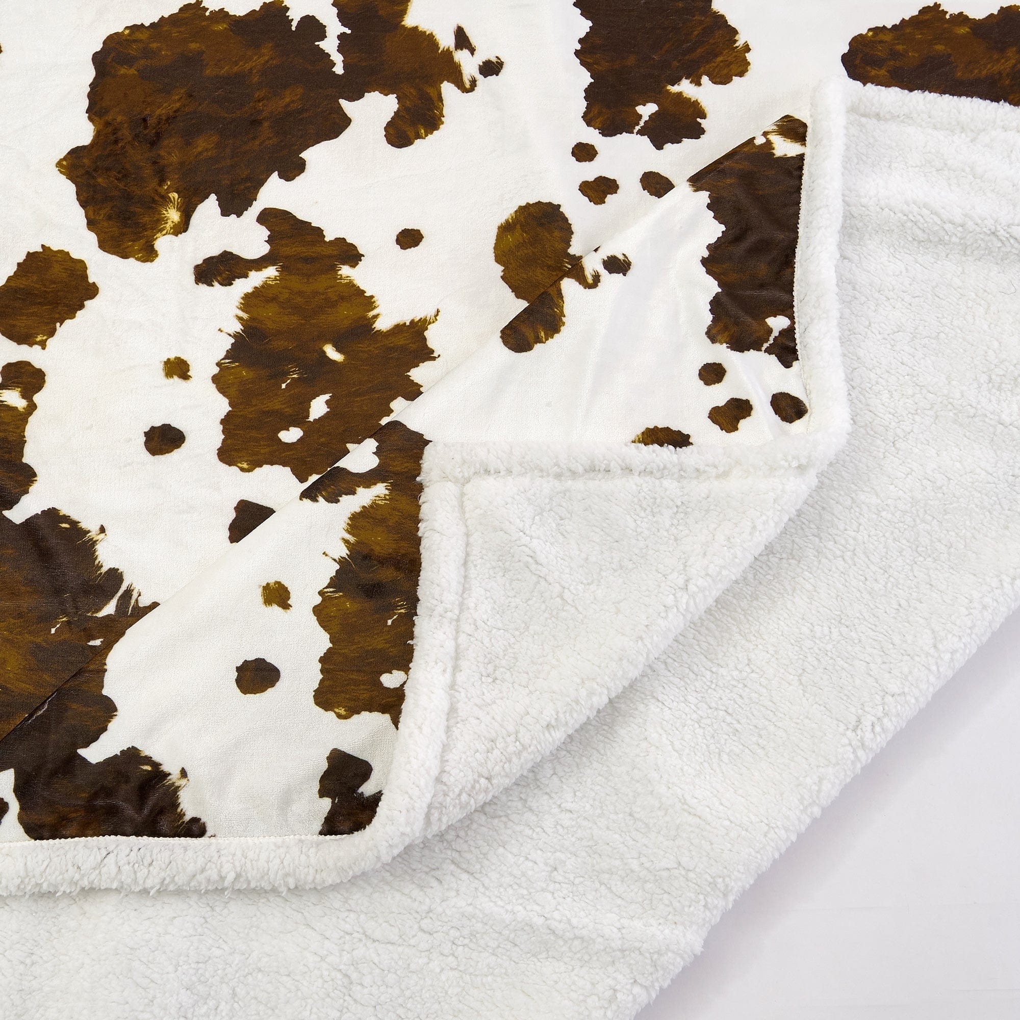 Elsa Cowhide Campfire Sherpa Throw