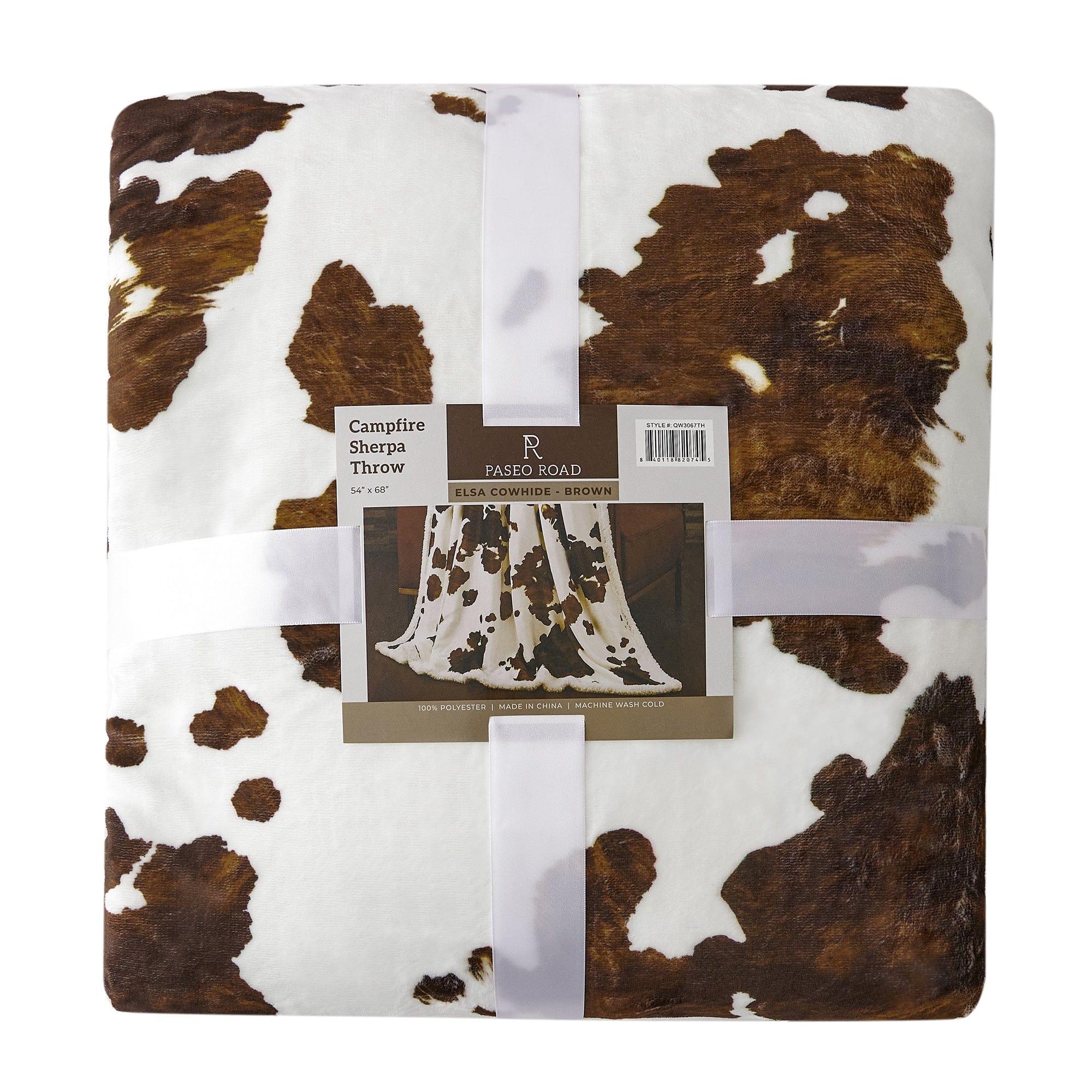 Elsa Cowhide Campfire Sherpa Throw