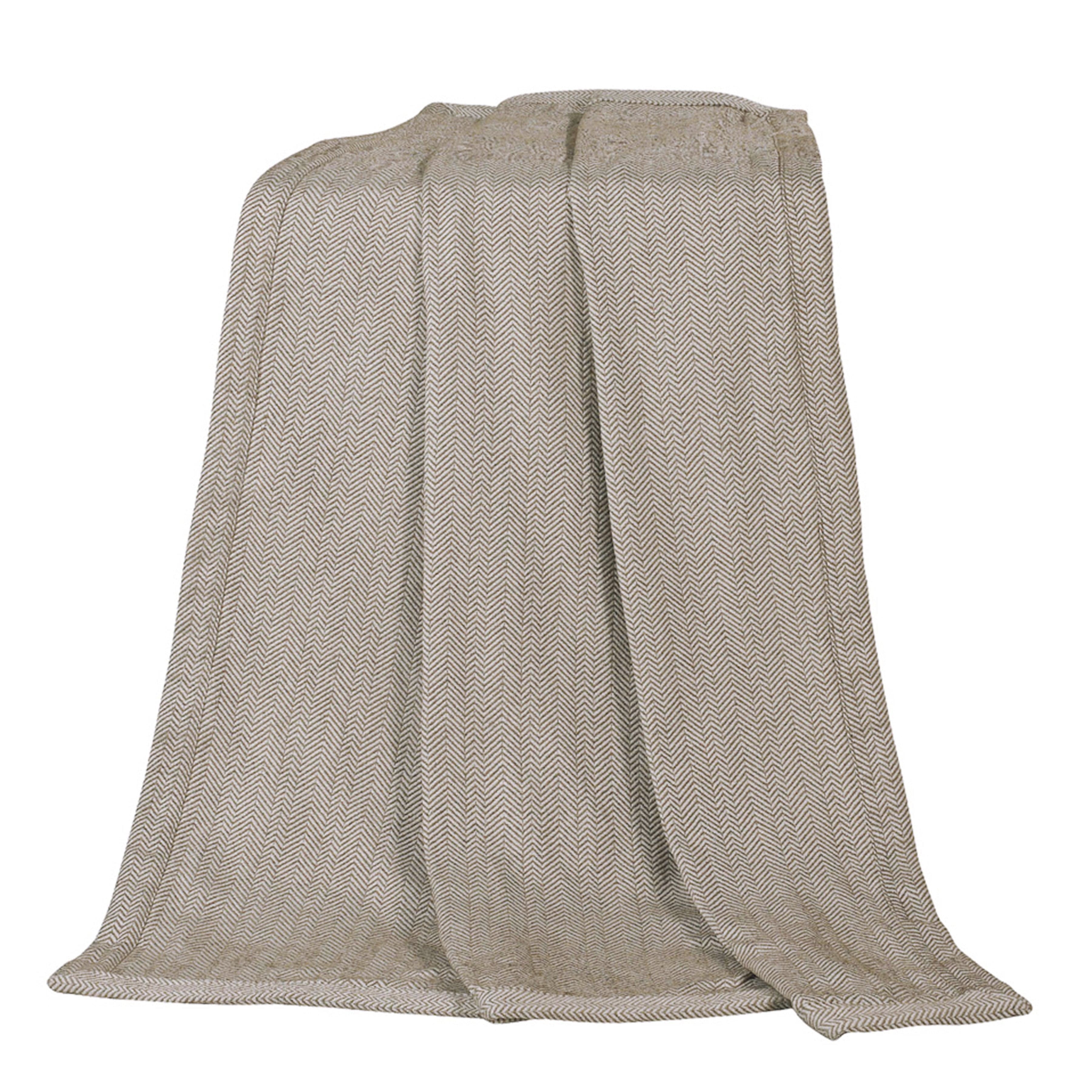 Fairfield Herringbone Taupe Throw Blanket