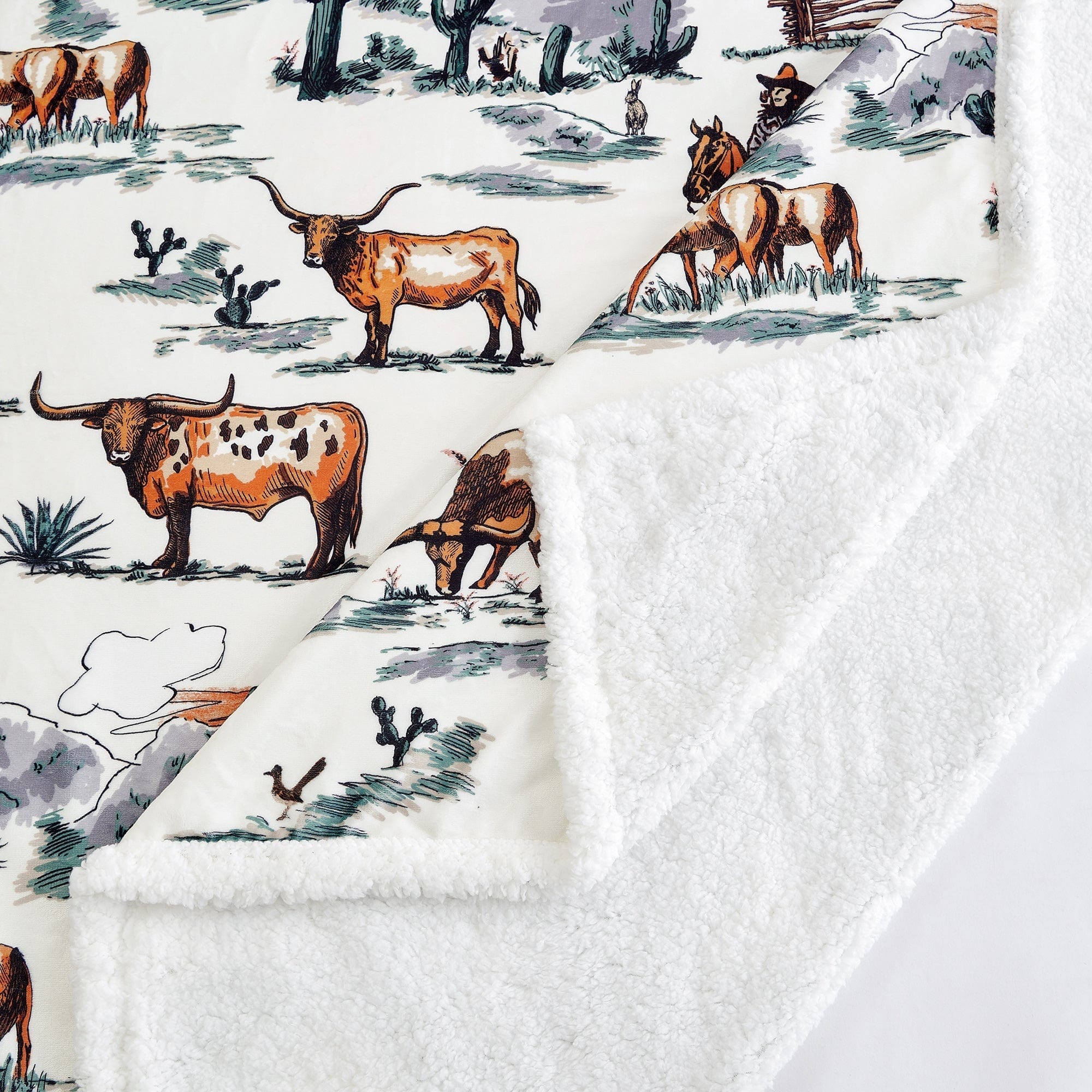 Ranch Life Western Toile Campfire Sherpa Throw