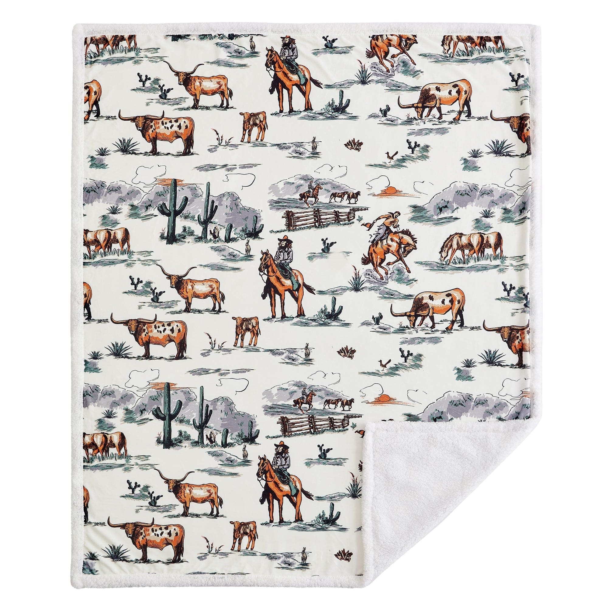 Ranch Life Western Toile Campfire Sherpa Throw