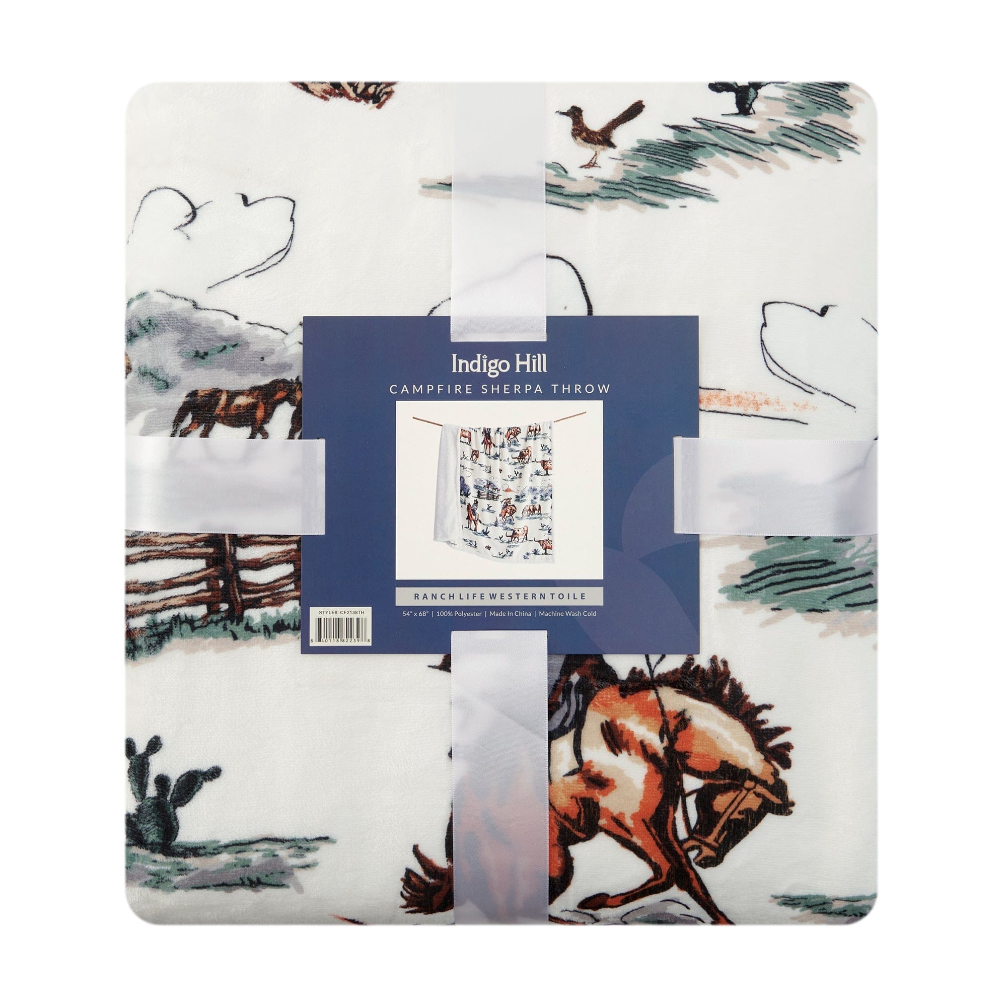 Ranch Life Western Toile Campfire Sherpa Throw