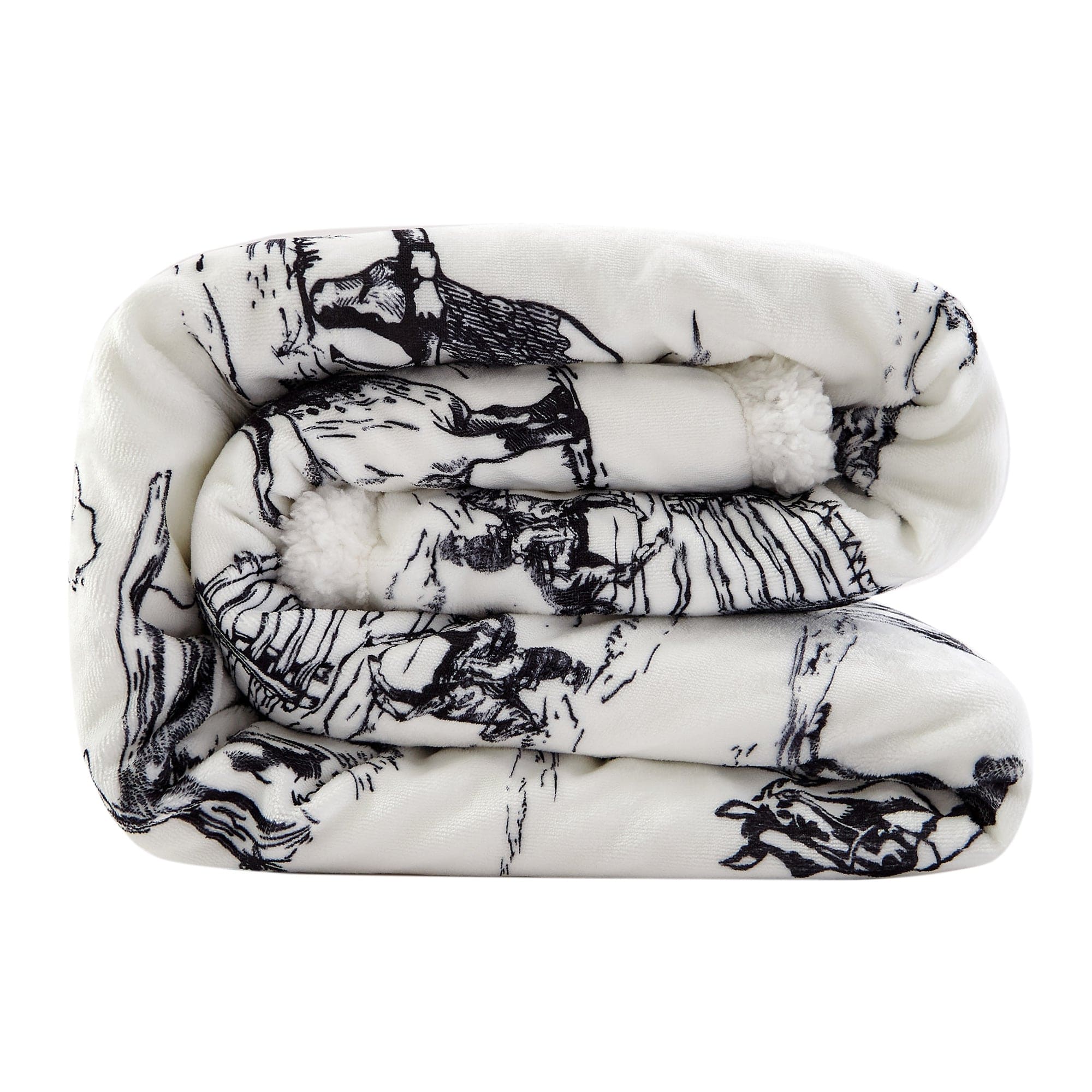 Ranch Life Western Toile Campfire Sherpa Throw
