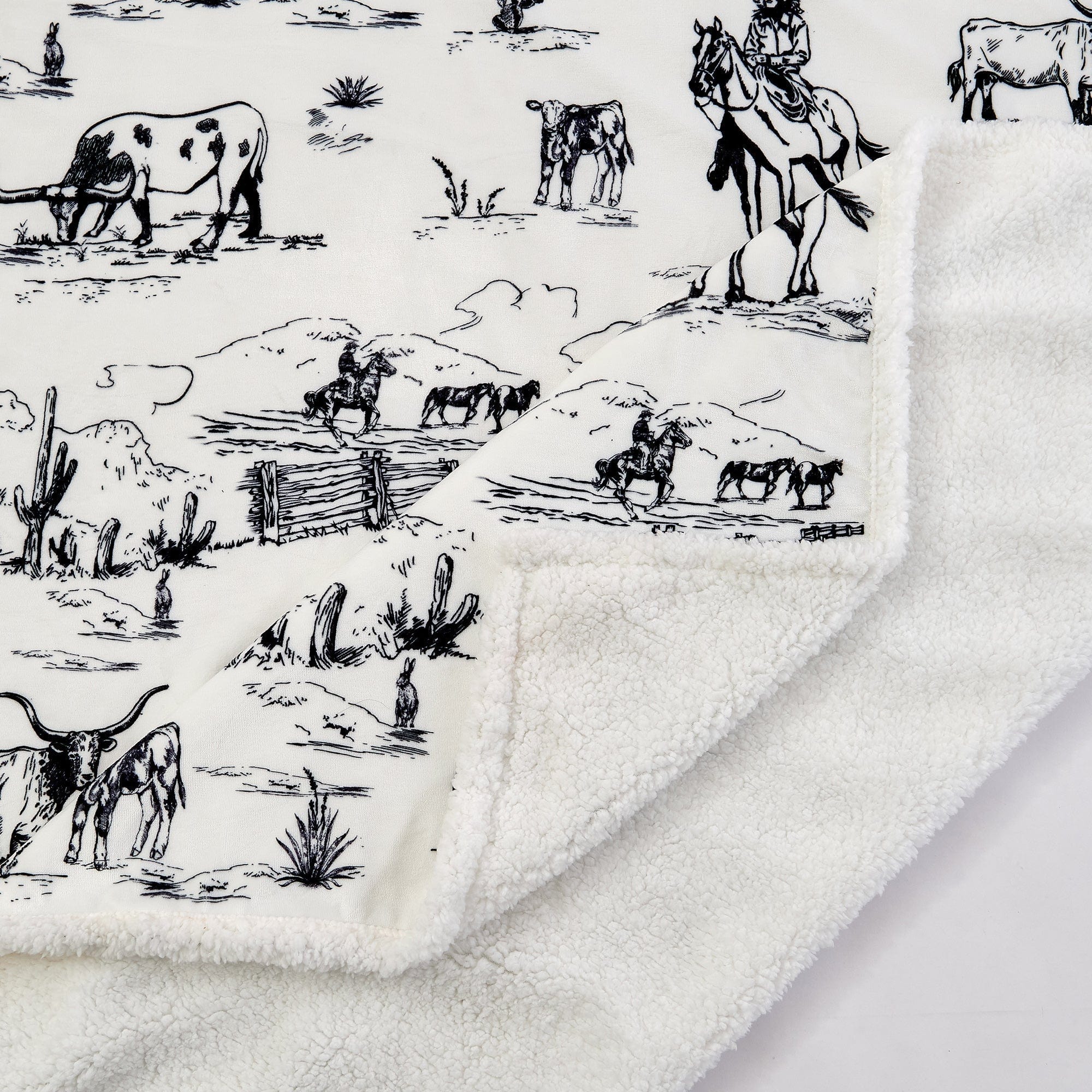 Ranch Life Western Toile Campfire Sherpa Throw