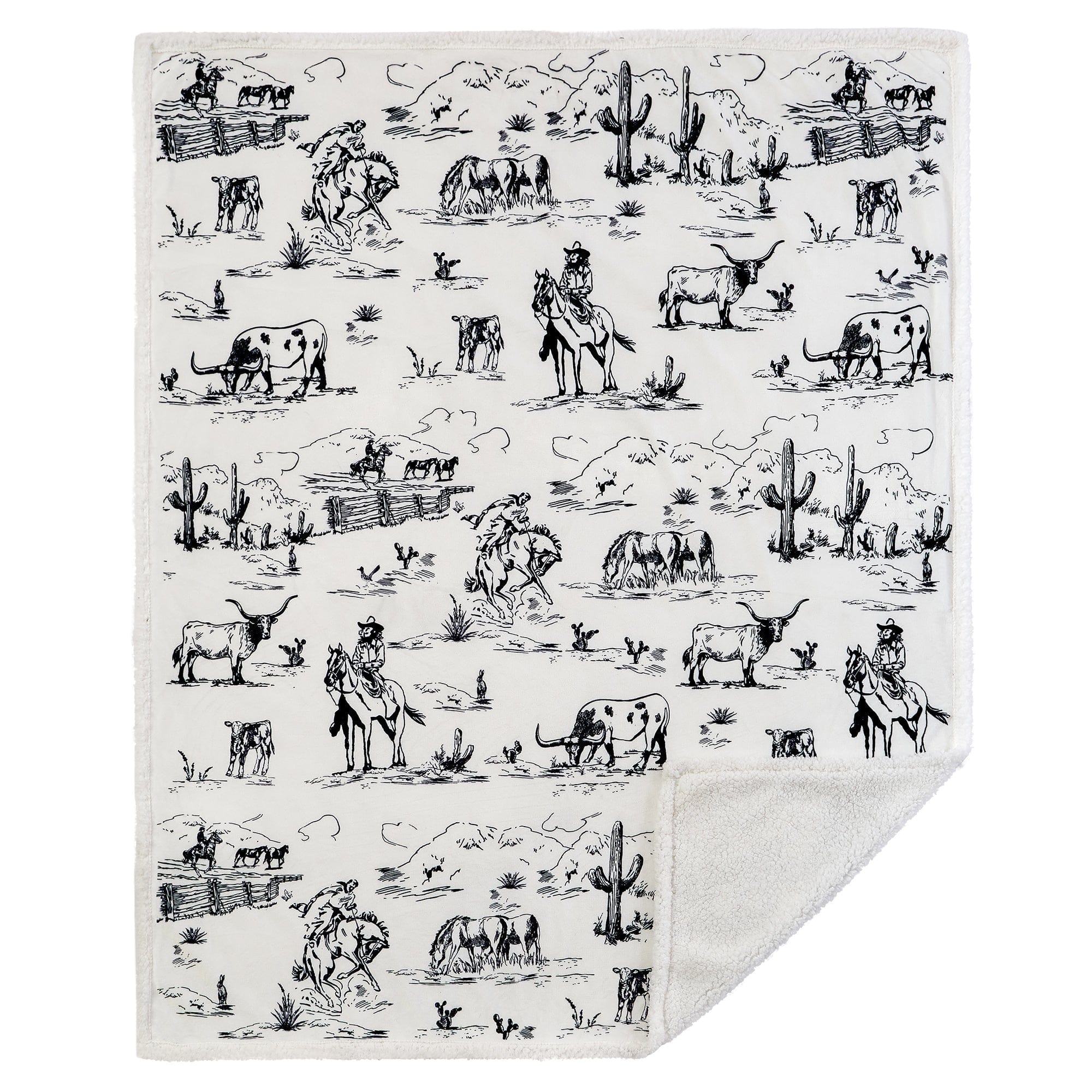 Ranch Life Western Toile Campfire Sherpa Throw