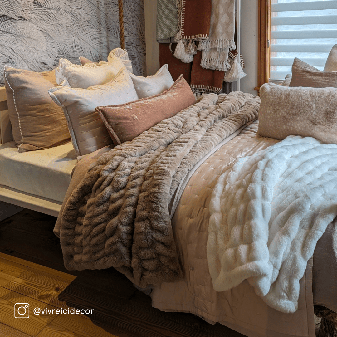 Ruched Rabbit Double-Sided Throw