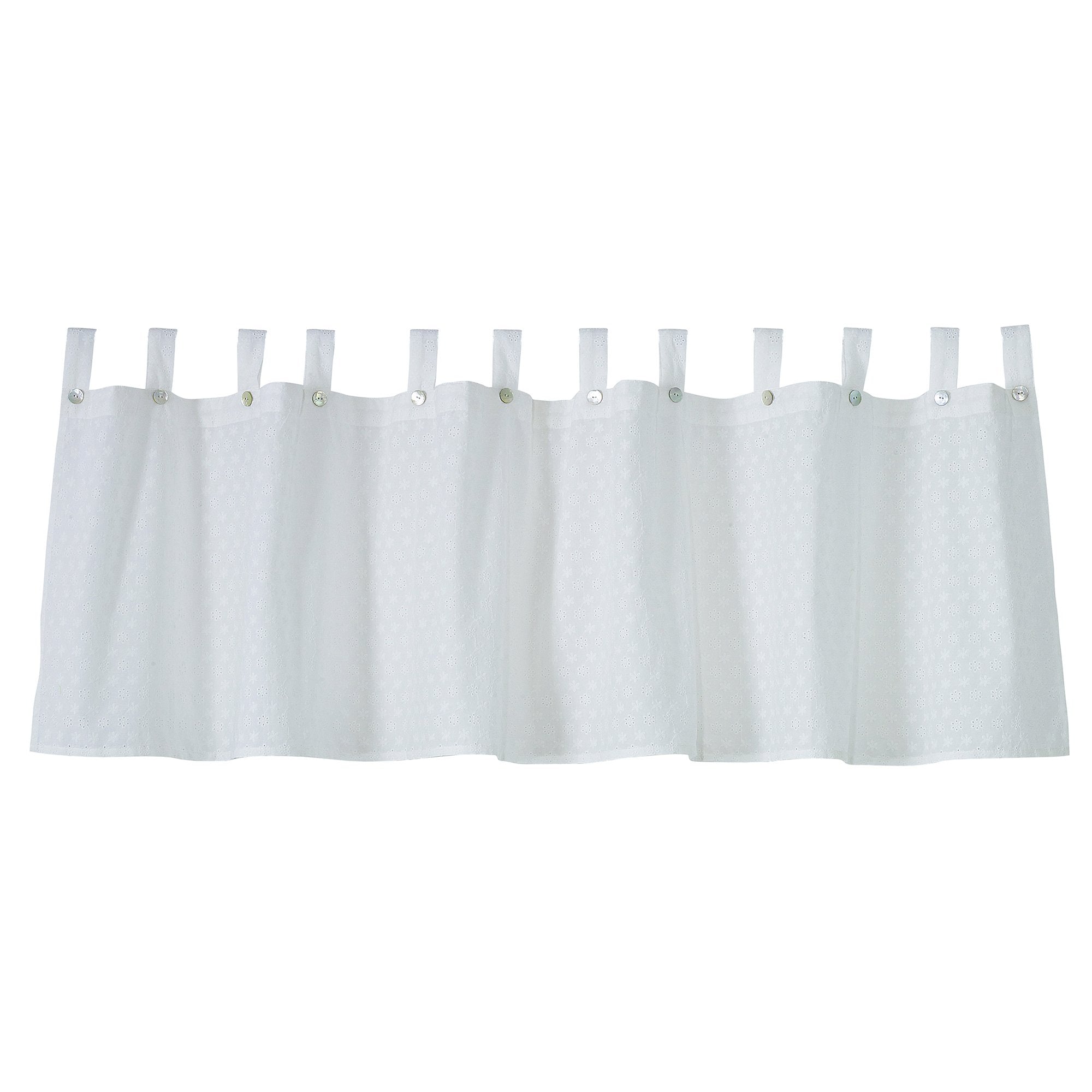 Salado White Cotton Kitchen Valance w/ Medallion