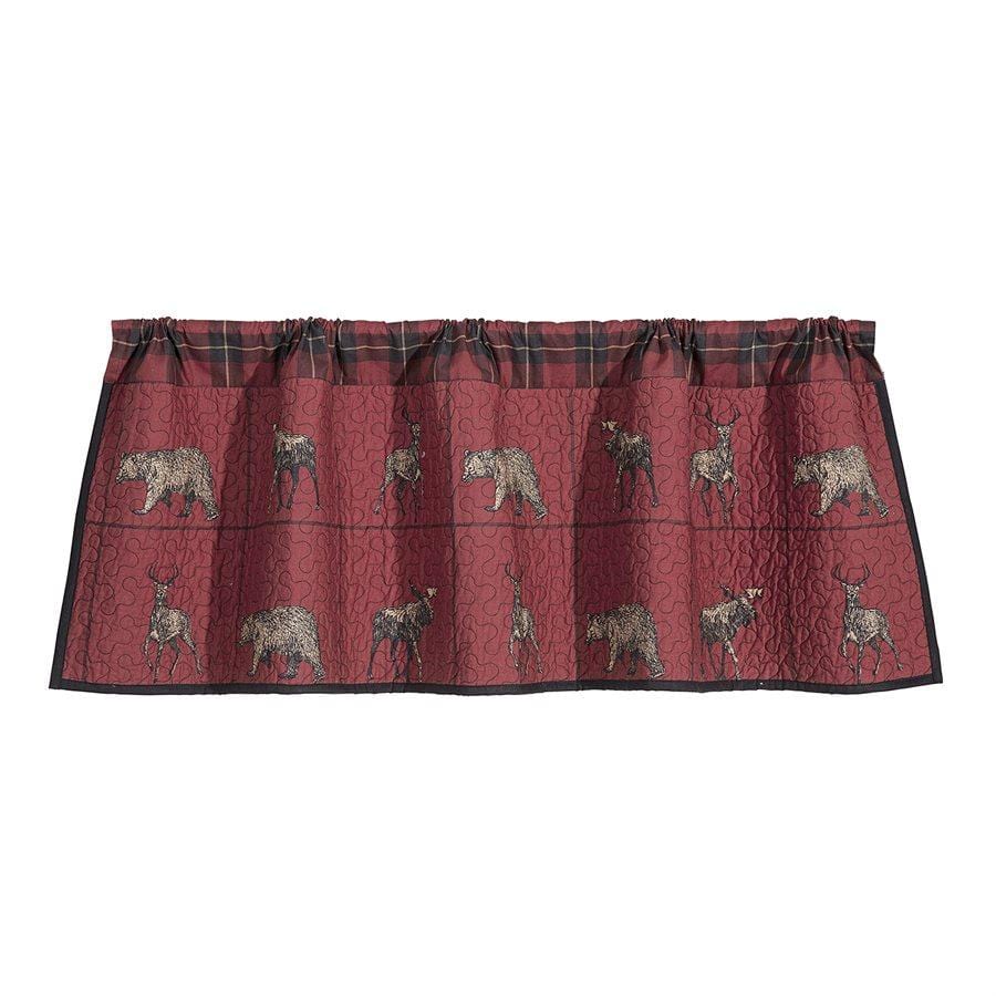 Woodland Plaid Red Quilted Kitchen Valance