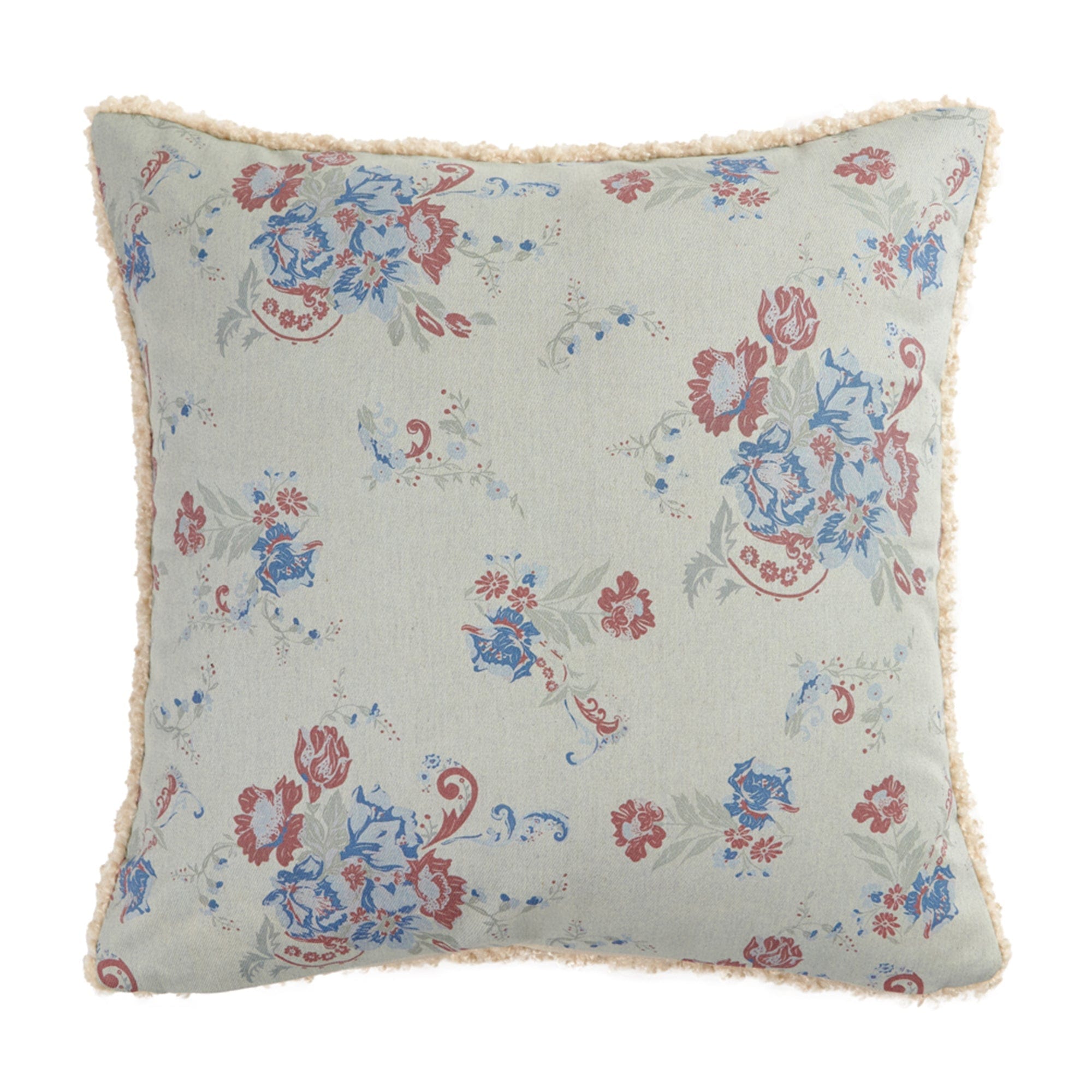 Rosabel Washed Denim Teddy-Backed Pillow