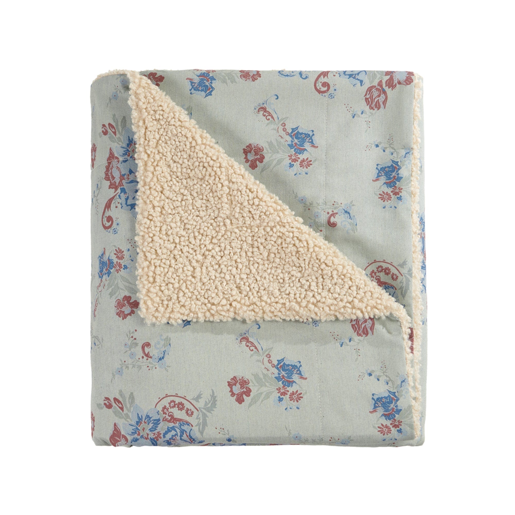 Rosabel Washed Denim Teddy-Backed Throw