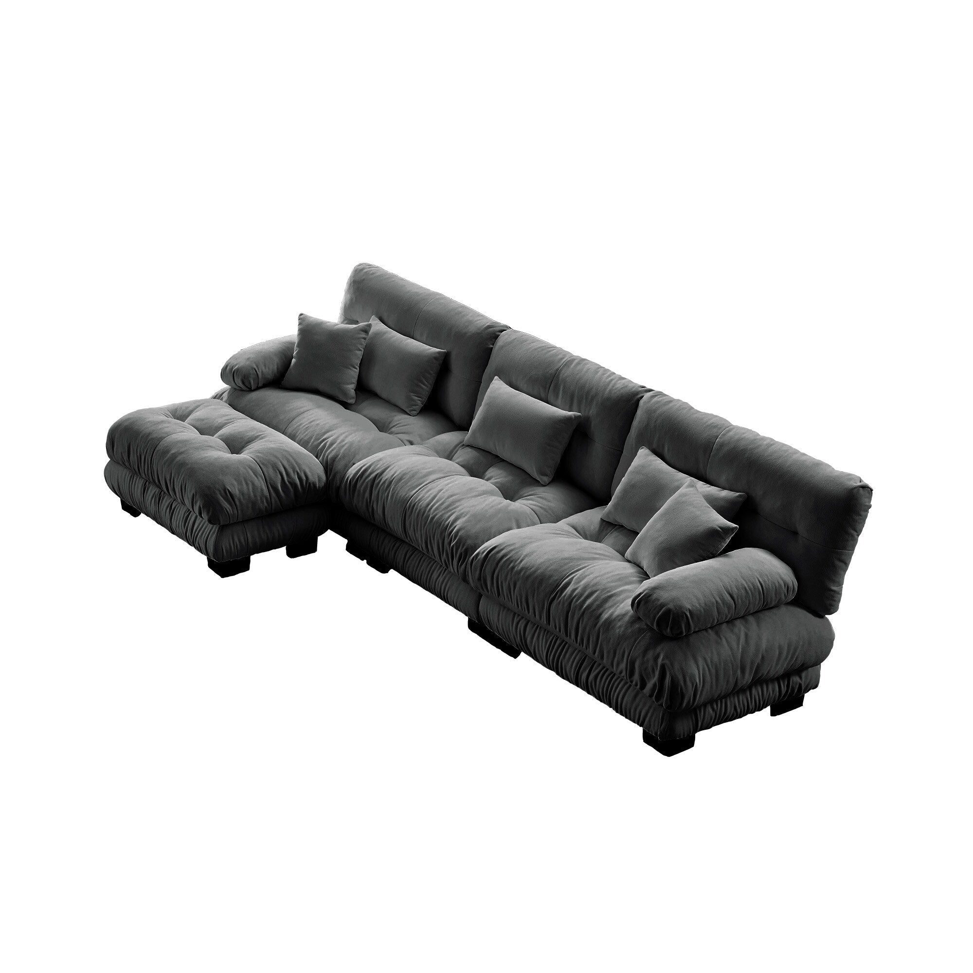 3-Seat Modular Sectional Sofa Deep Seat Couch L Shaped Cloud Couch with Convertible Ottoman for Living Room