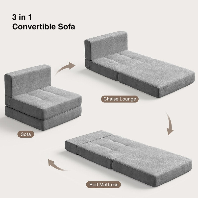 3 in 1 Convertible Flip Chair, Fold Down Chair, Flip Out Lounger Sleeper Bed