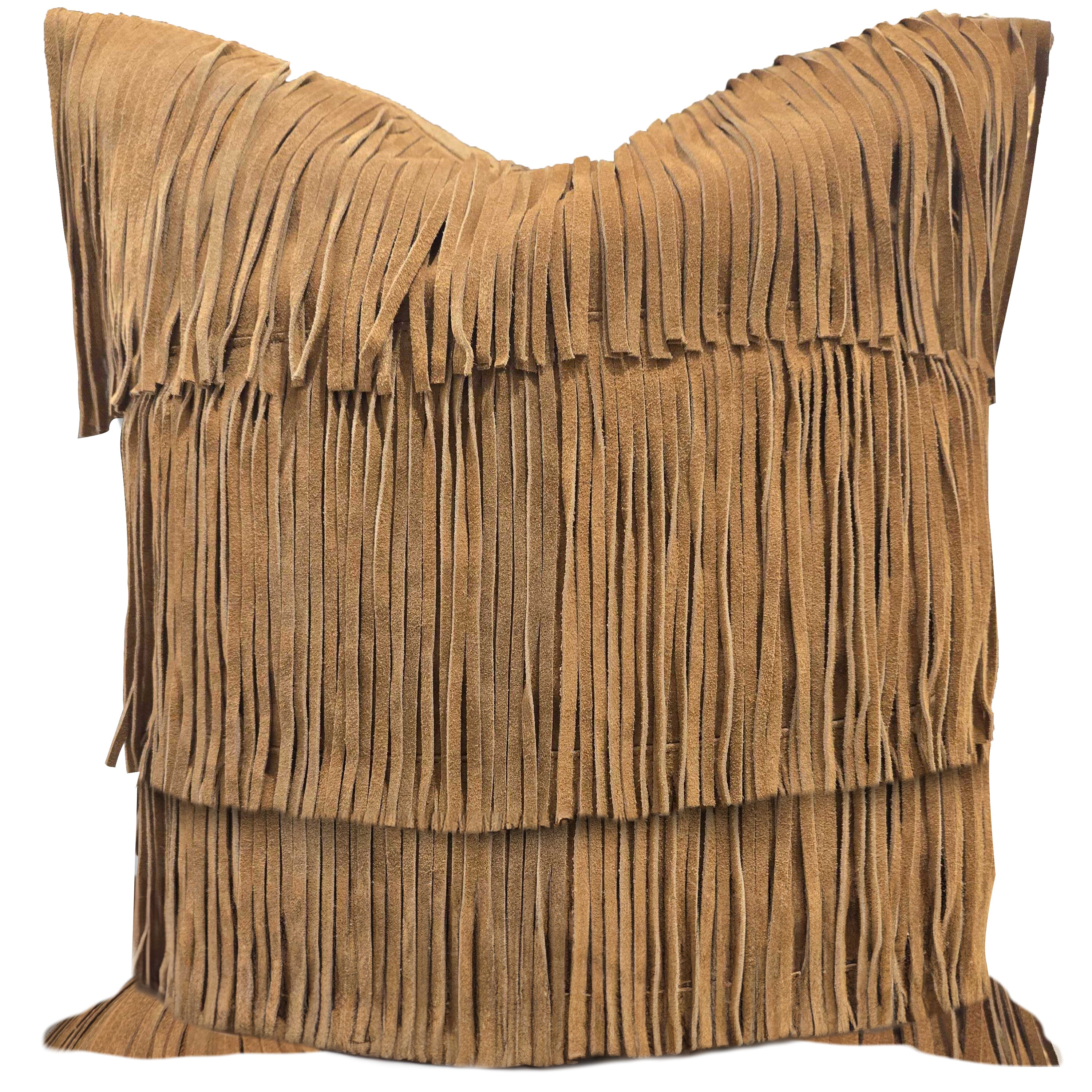 Western Suede Fringed Pillow