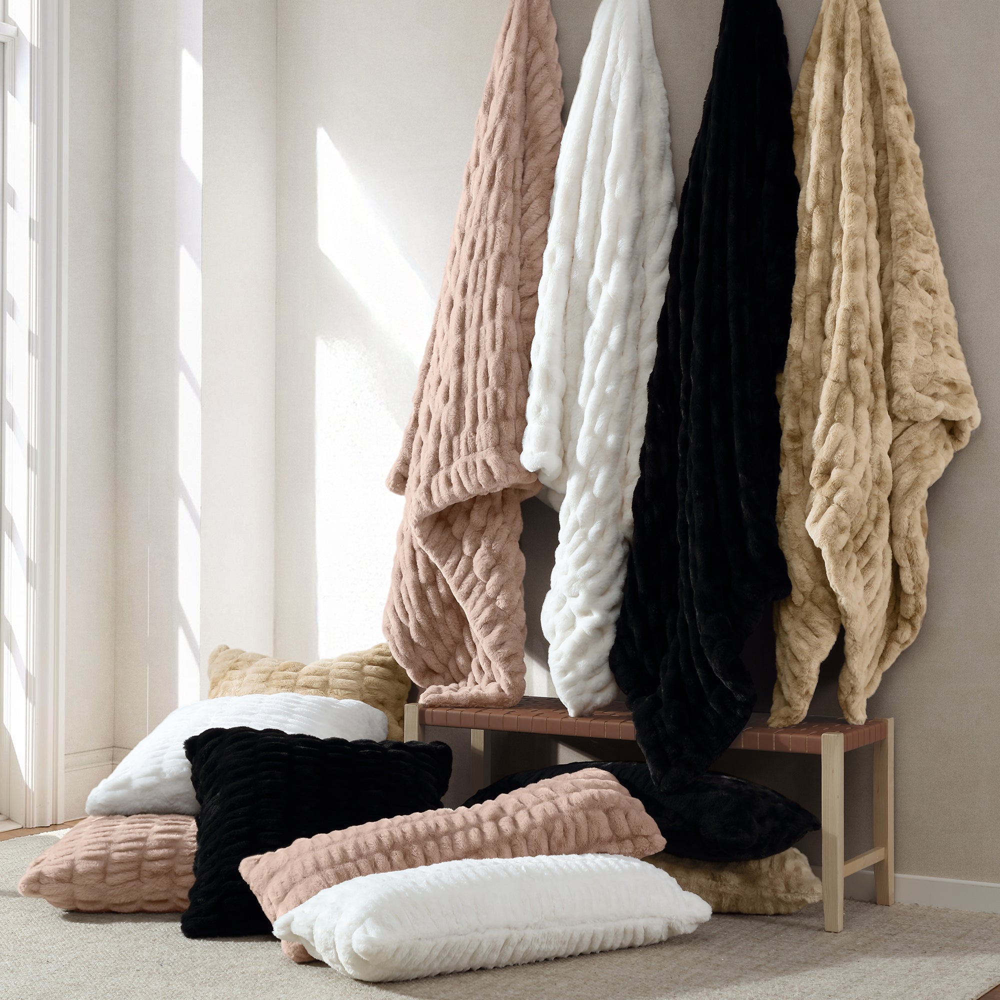 Ruched Rabbit Lumbar Pillow