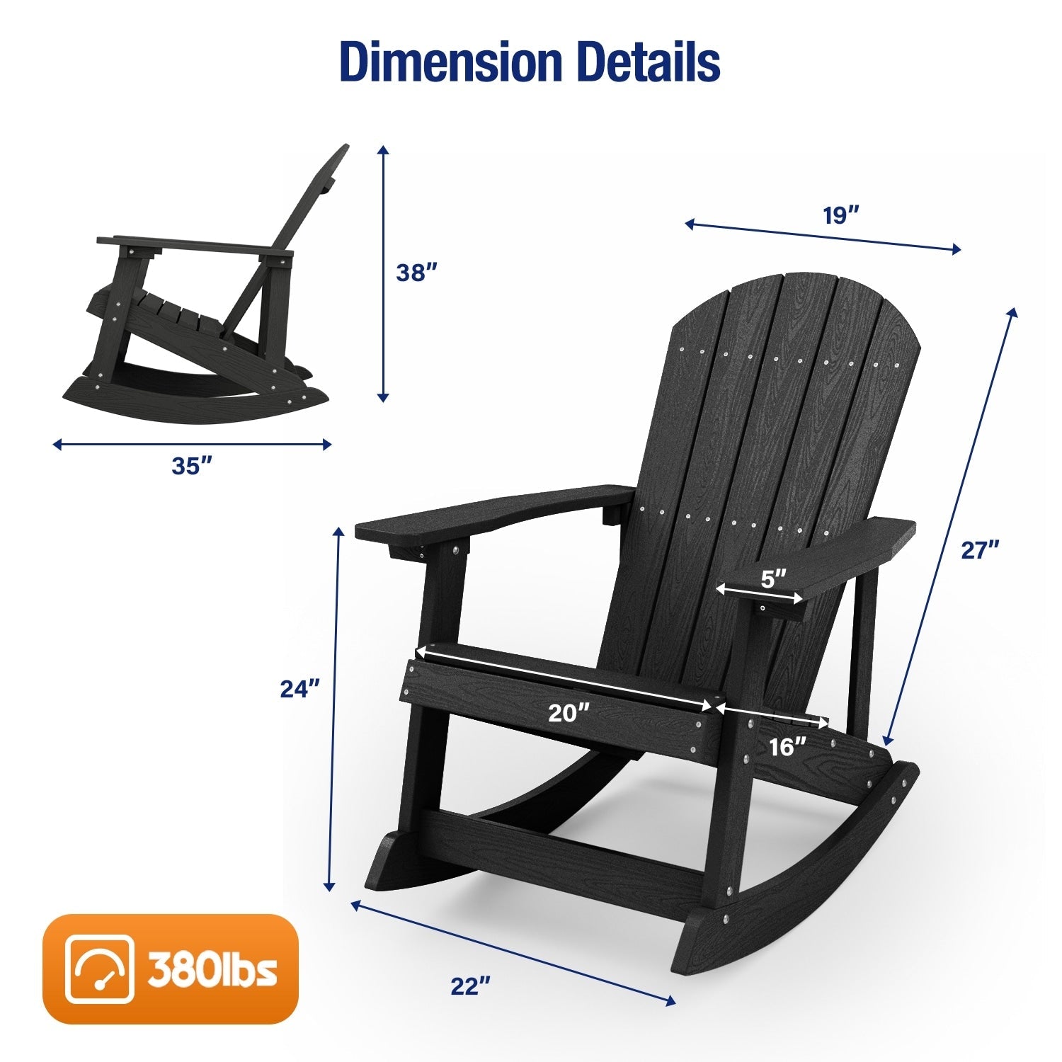 WINSOON All Weather Outdoor Rocking Chair, Set of 2